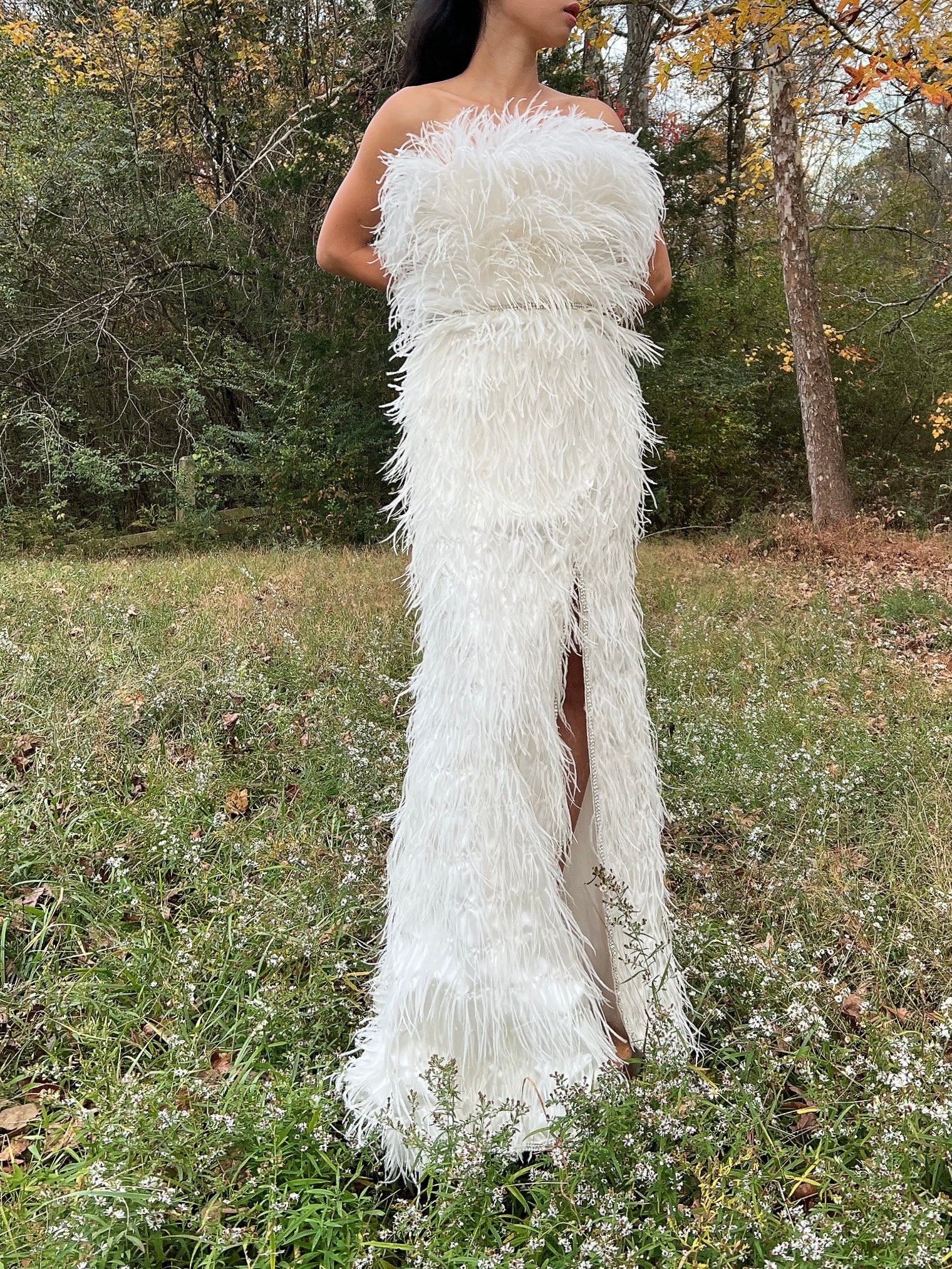 Ostrich Strapless Feather Dress - S/4/6 | G O S S A M E R Ostrich Strapless Feather Dress - S/4/6 | G O S S A M E R