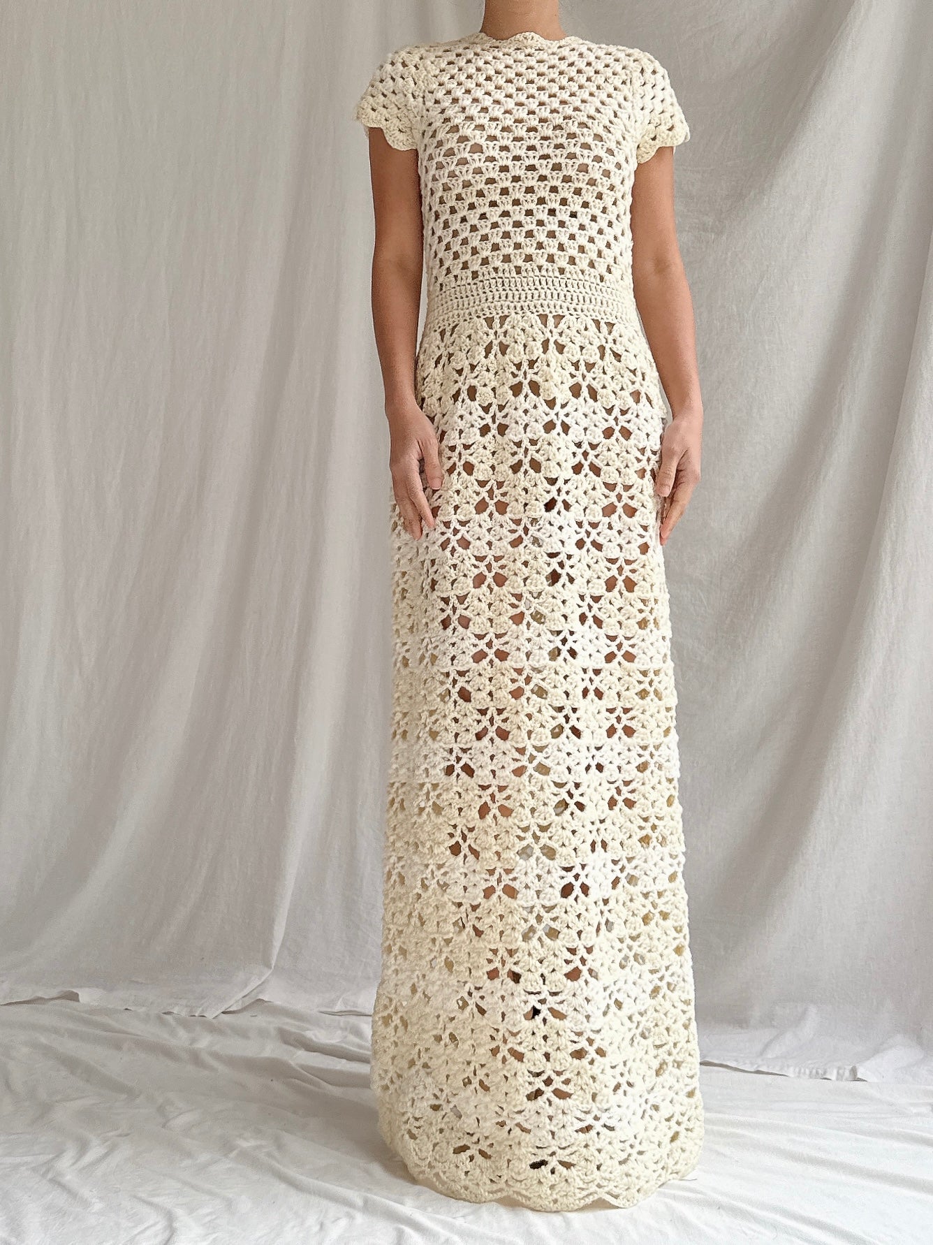 1970s Crochet Dress - S-M