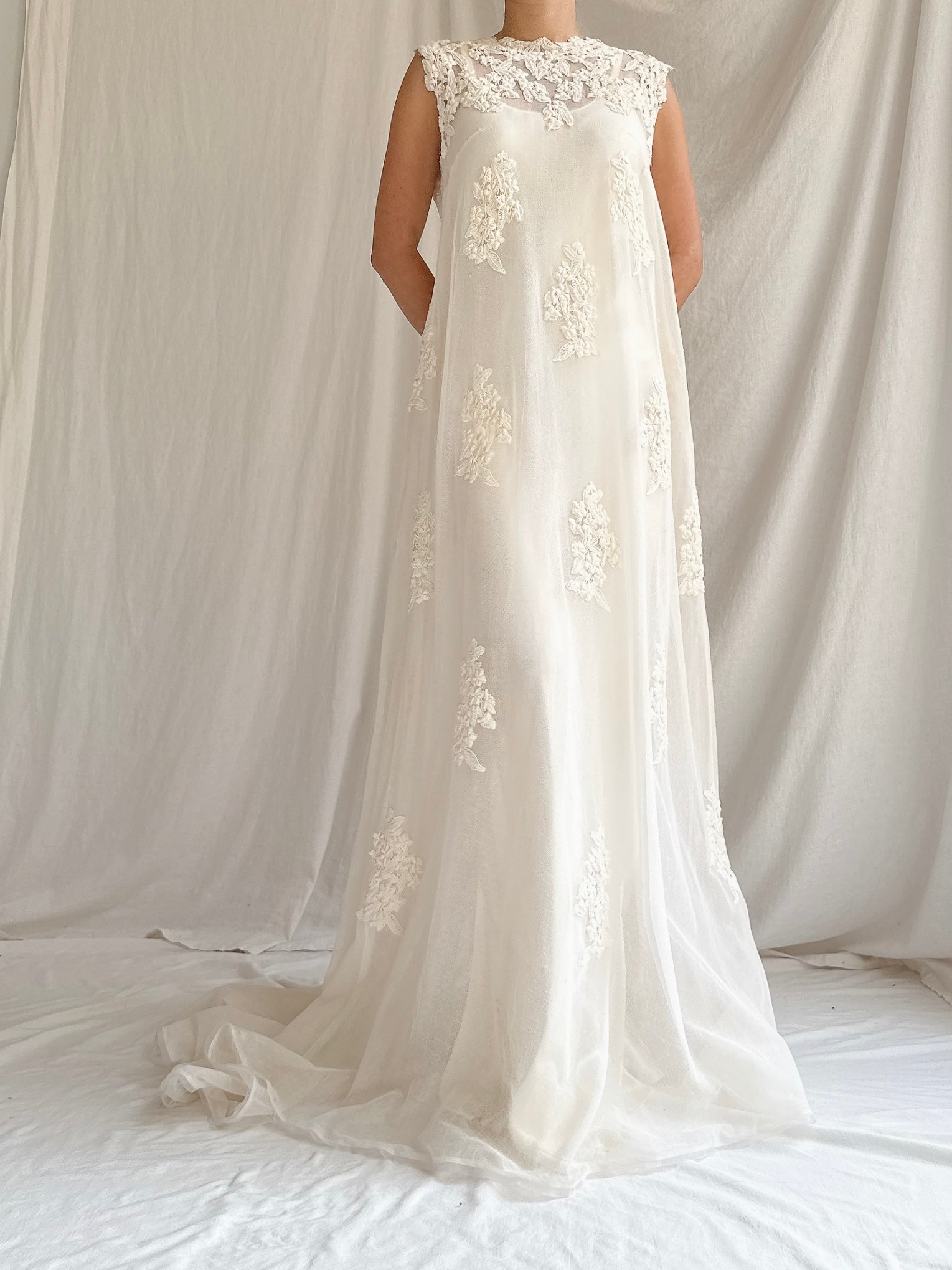 1960s Tulle Embroidered Dress - Size 2/XS