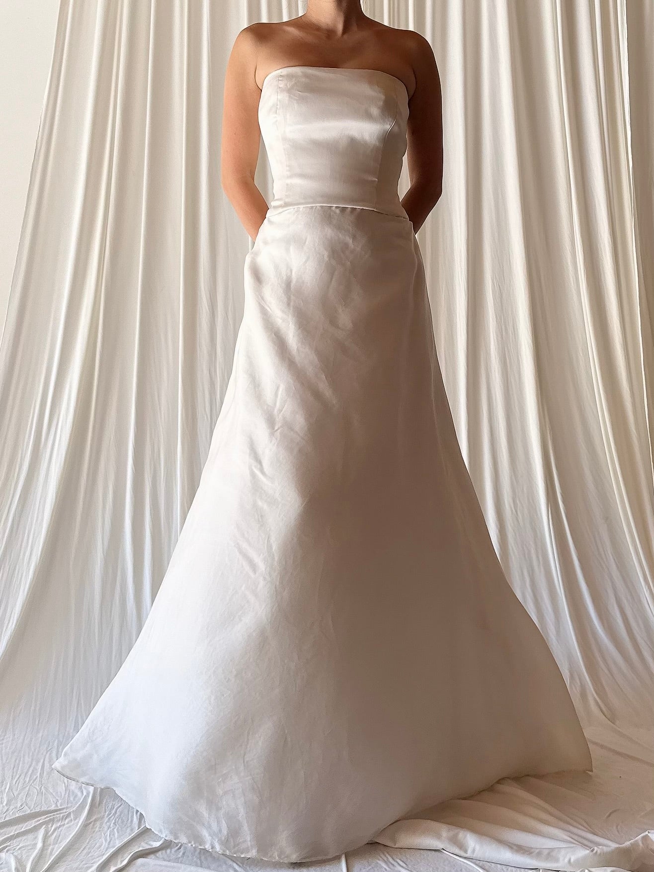 1990s Silk Organza Strapless Gown - US 4