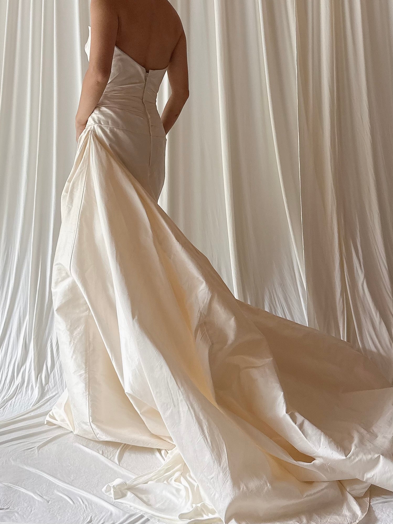 00 Pronovias Silk Draped Gown - Size 2