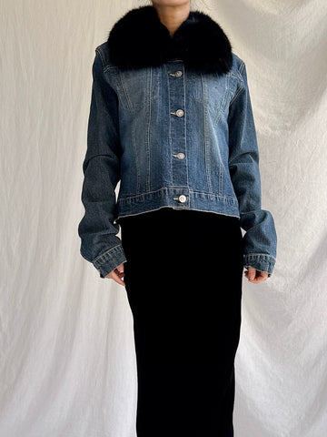 Vintage Ricci Andrist Fur Collar Denim Jacket - M/IT44