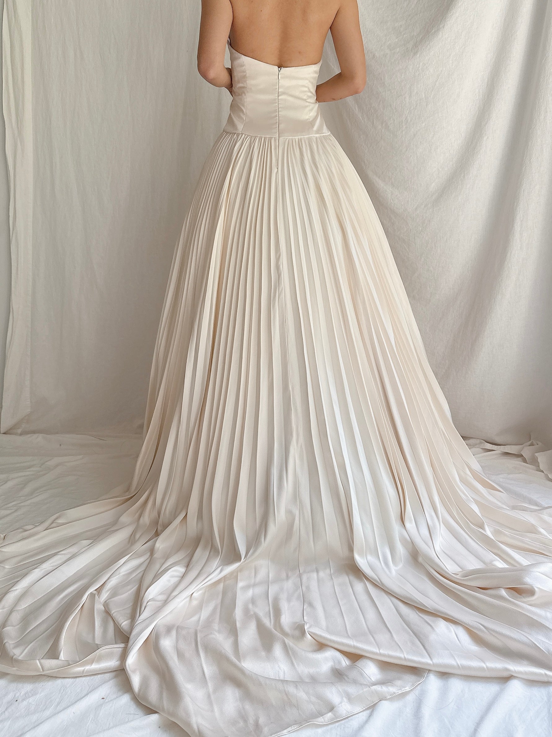 Vintage Lazaro Silk Pleated Gown - M/10
