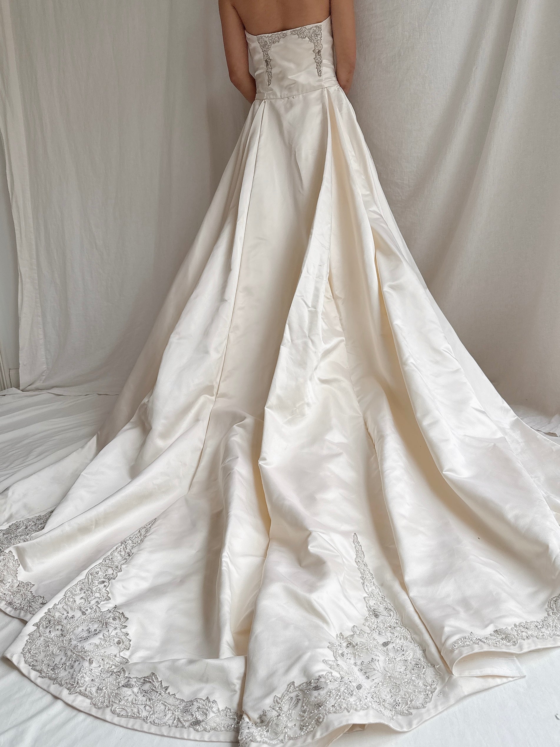 Vintage Strapless Silk Gown - S