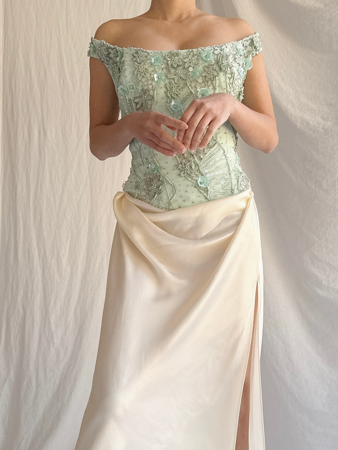 Vintage Bellville Sassoon Seafoam Embelished Top - M/8