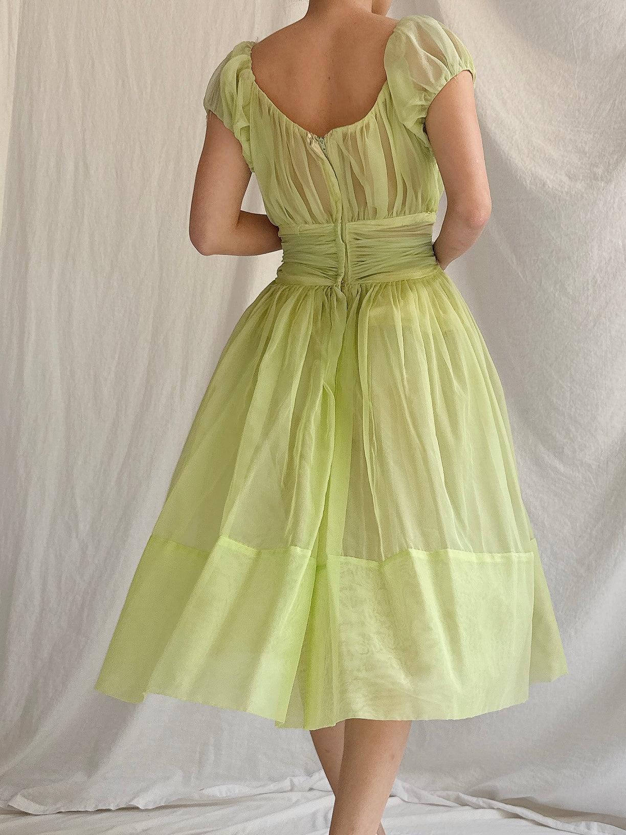 1950s Sheer Voile Dress - S
