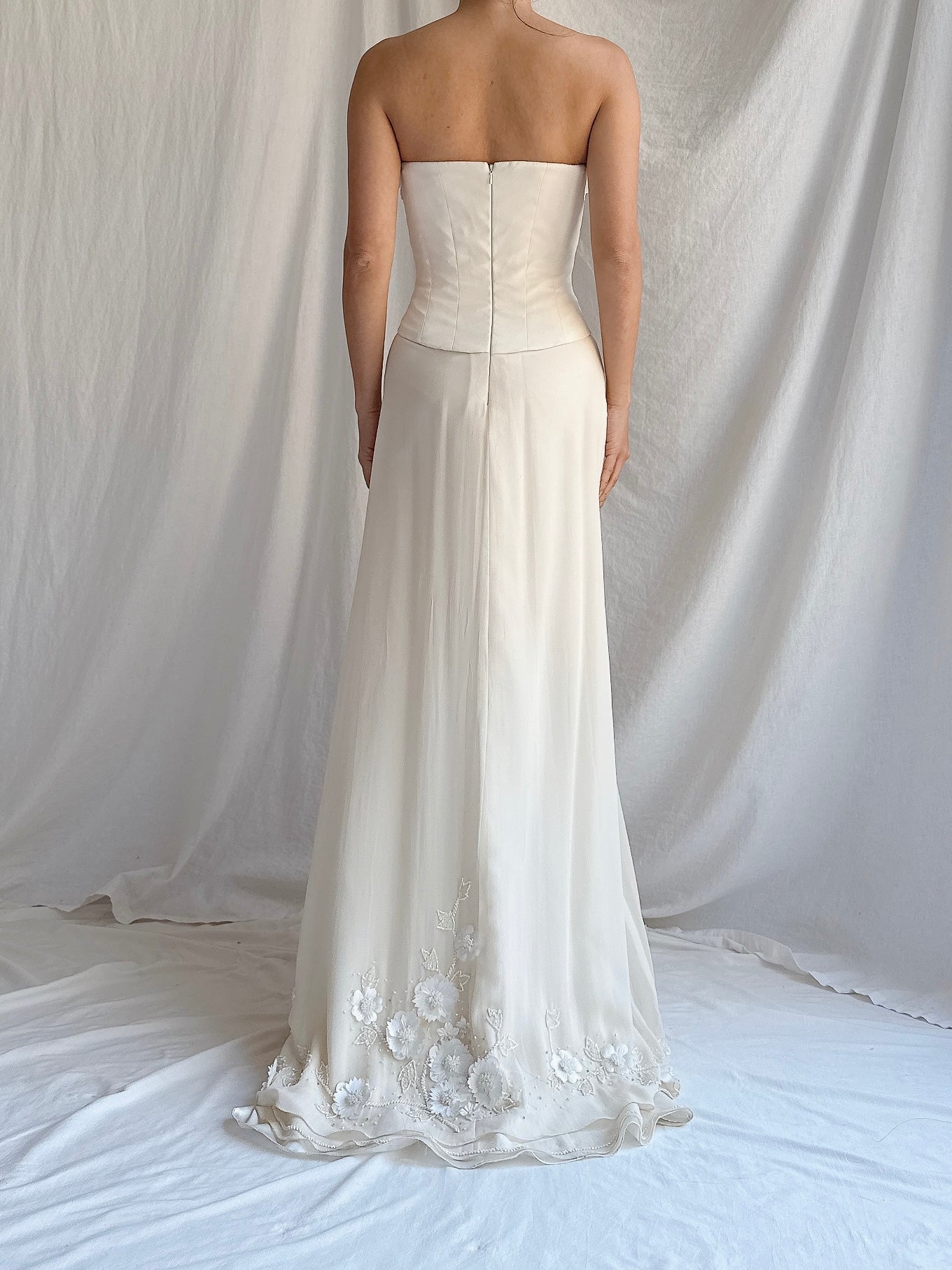 1990s Silk 3-Piece Floral Applique Set - S/4