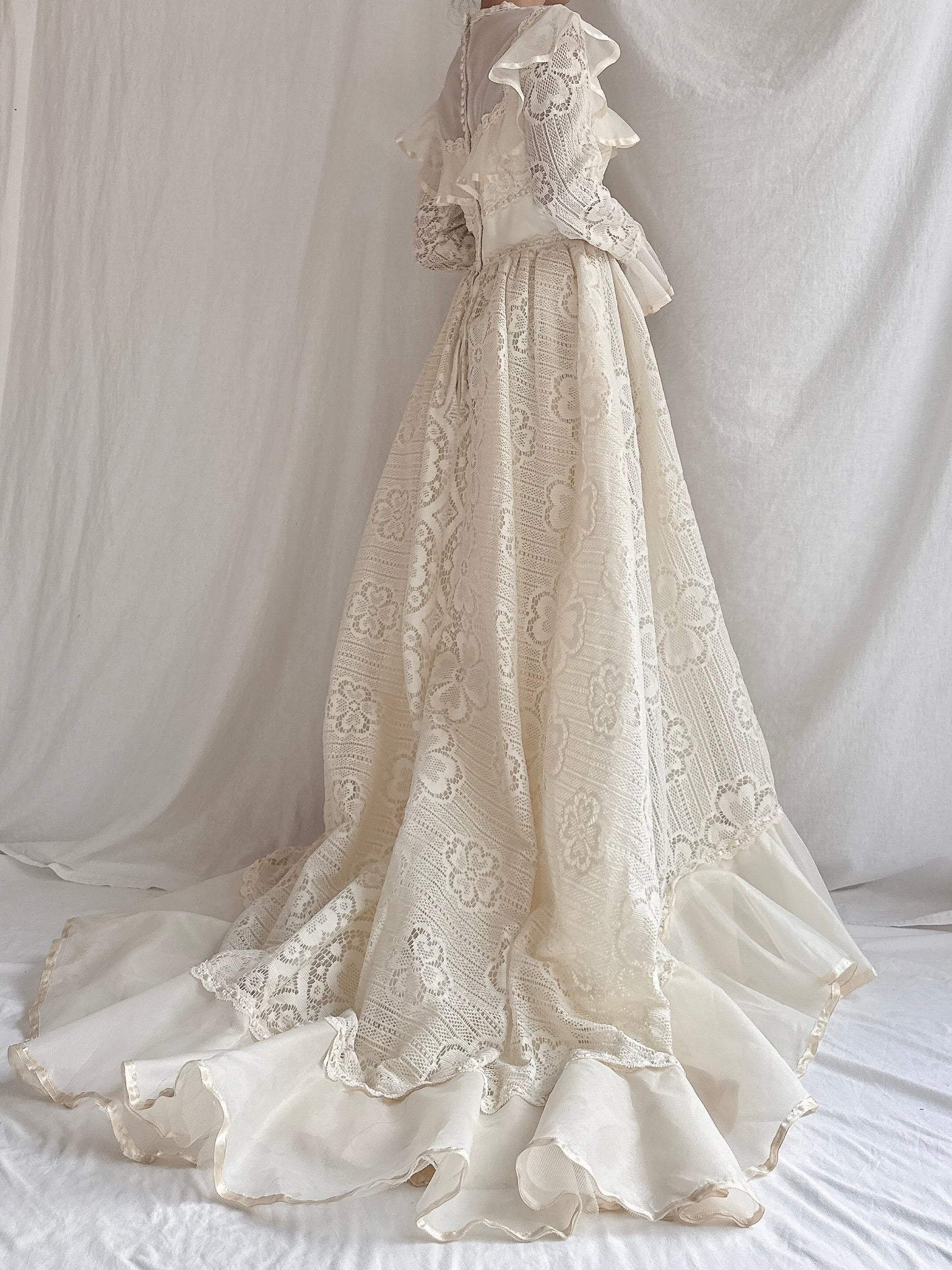 Vintage Crochet Lace Gown - S