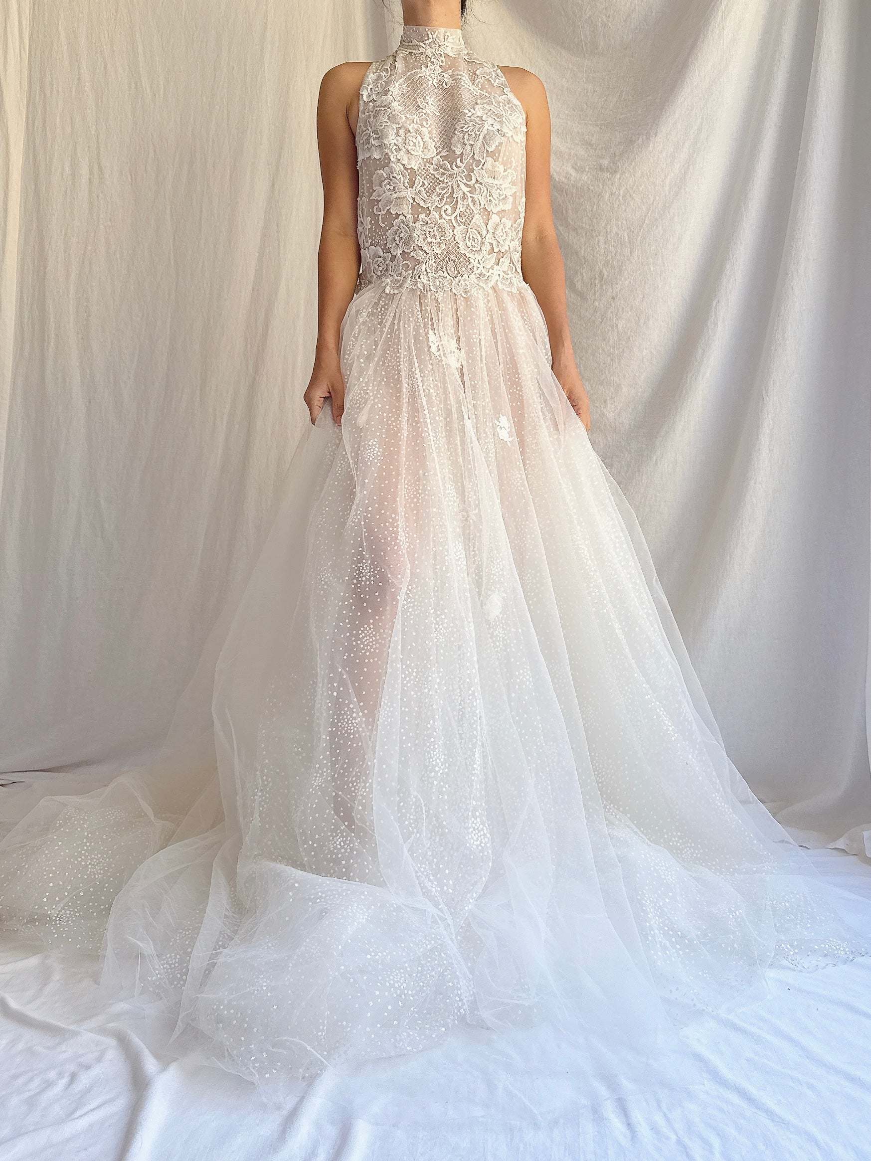 00 Sheer Halter Dress - S