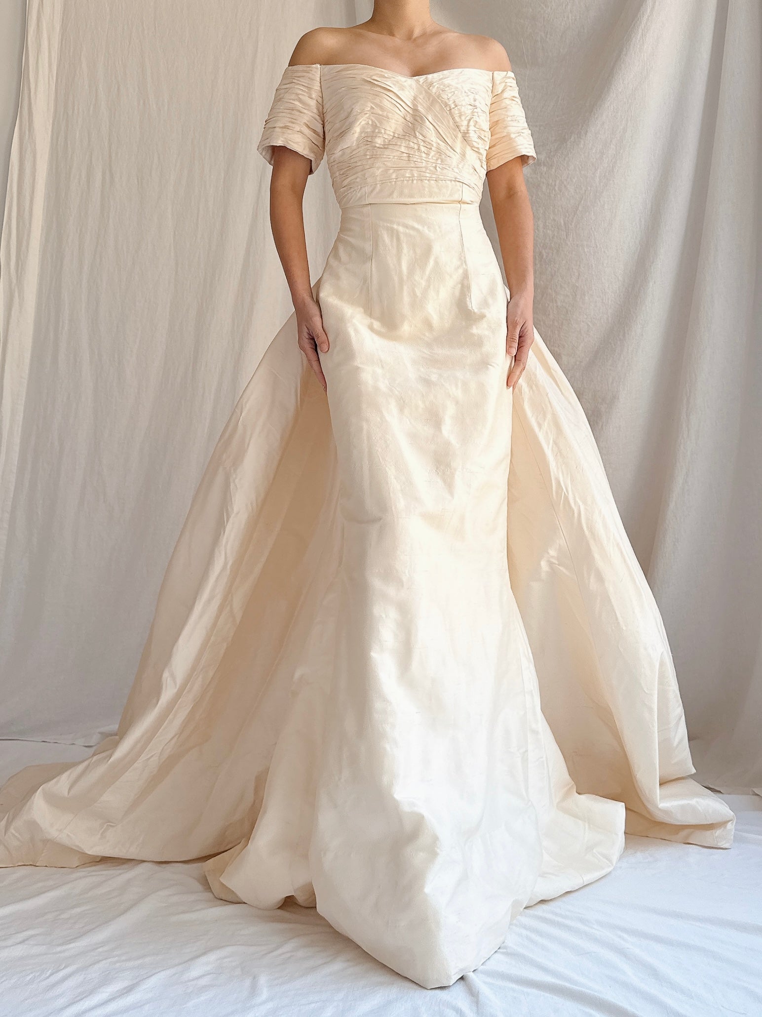 Vintage Silk 2-Piece Off-the-Shoulder Gown - S