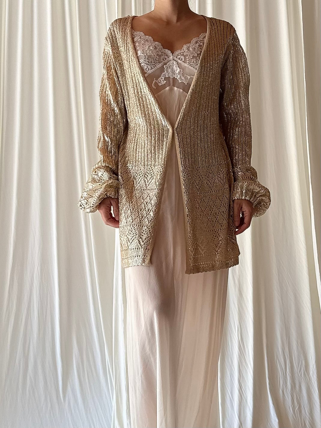Vintage BJ Knits Gold Cardigan - OSFM