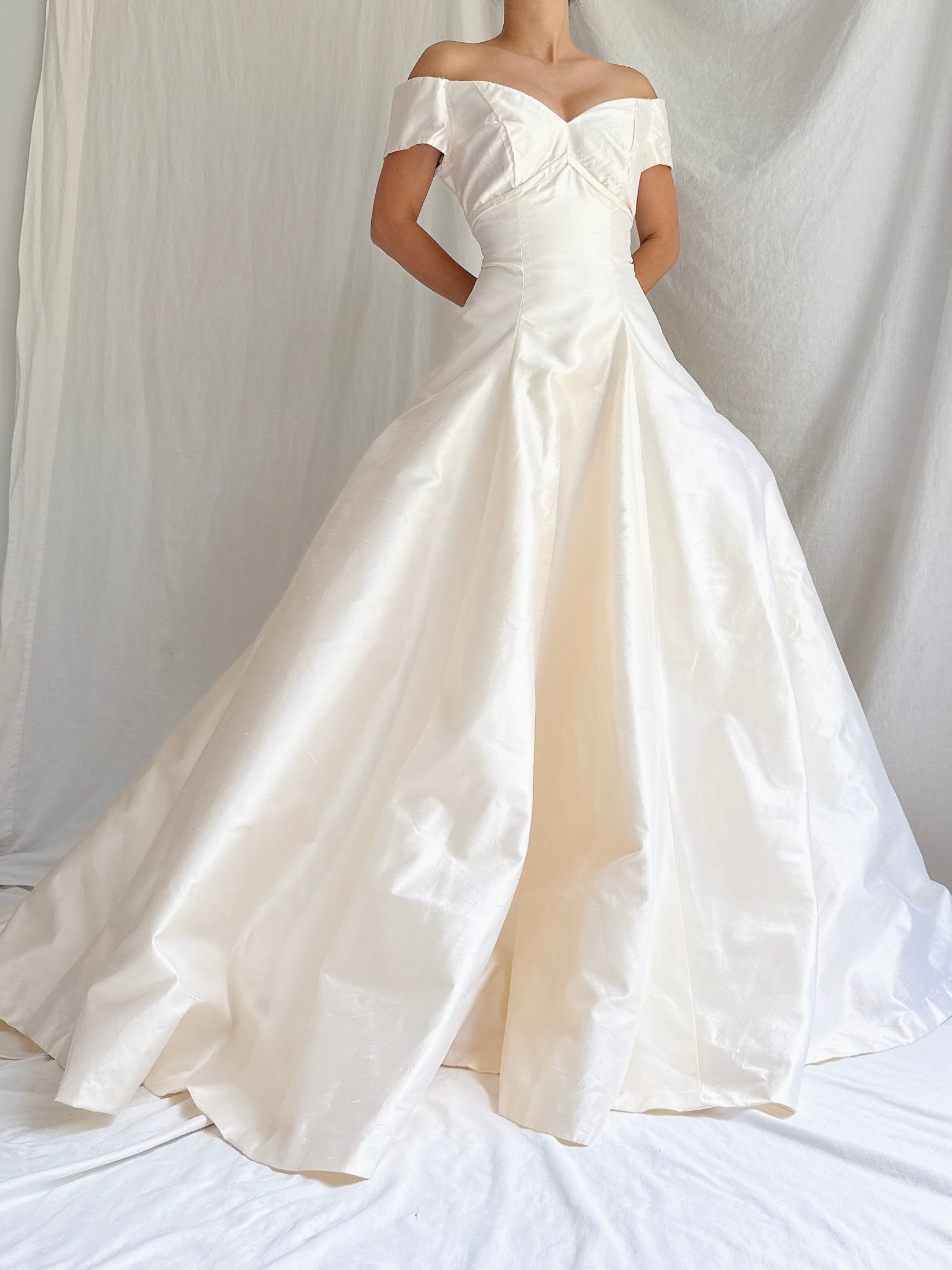 Vintage Silk Wide-Neck Gown - S