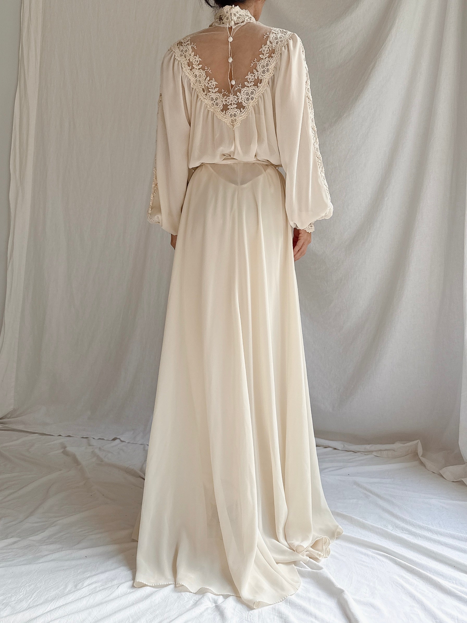 1970s Poet Sleeve Gown - M