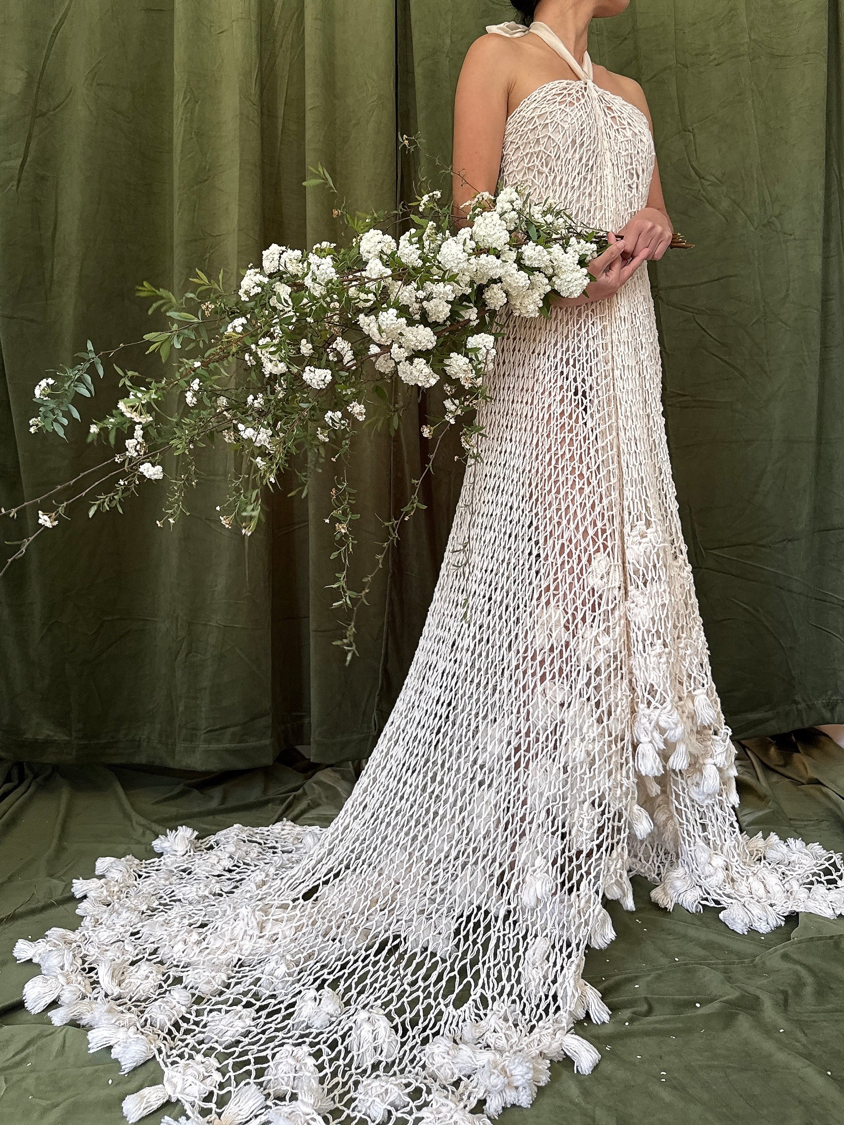 Vintage Handmade Knit Shawl Dress - OSFM