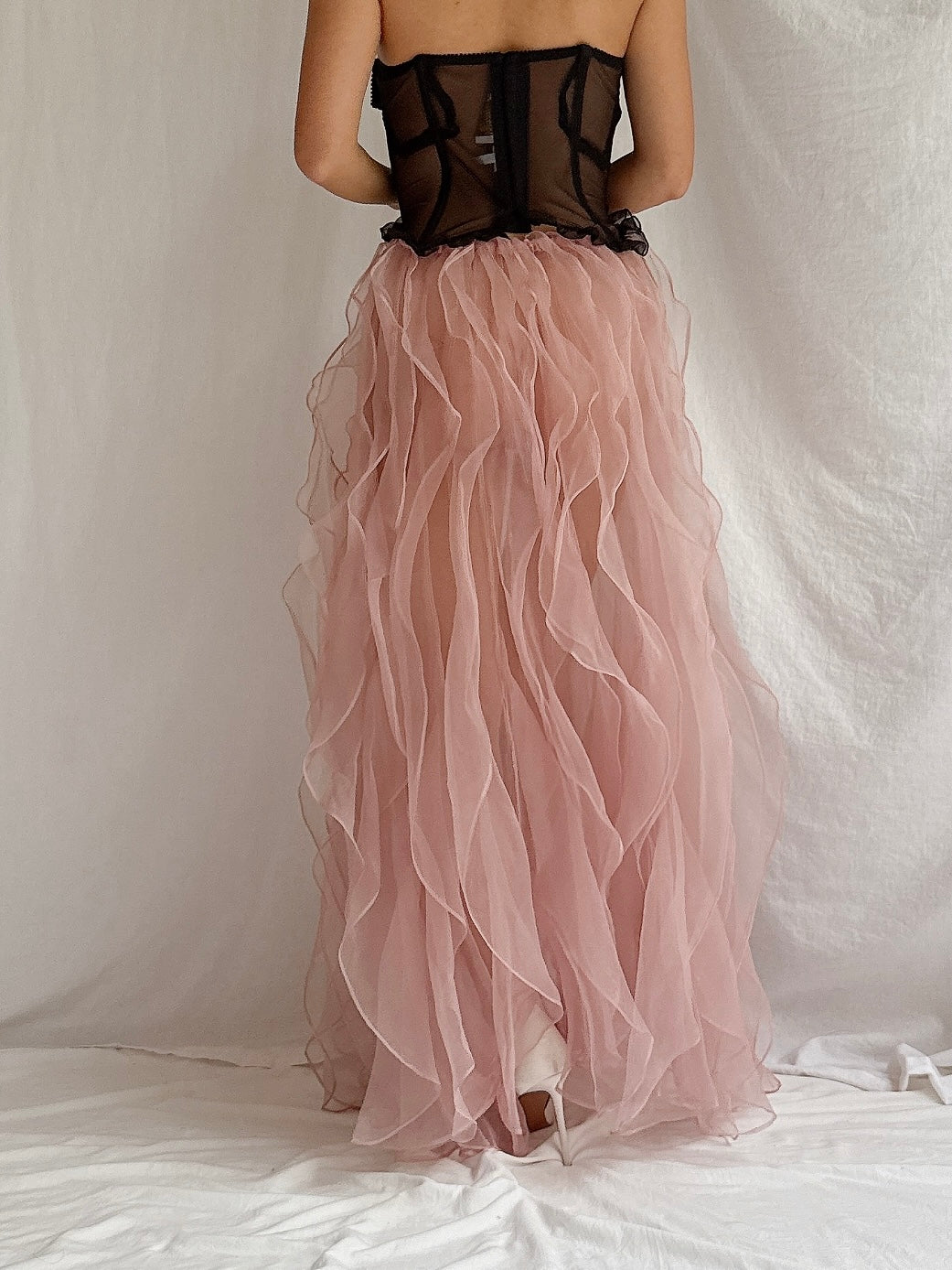 Vintage Pink Ruffled Skirt - OSFM