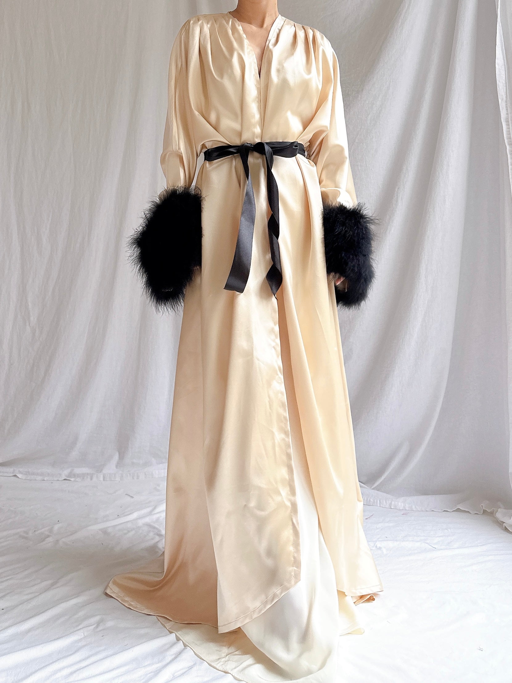 Vintage Marabou Trimmed Duster - OSFM