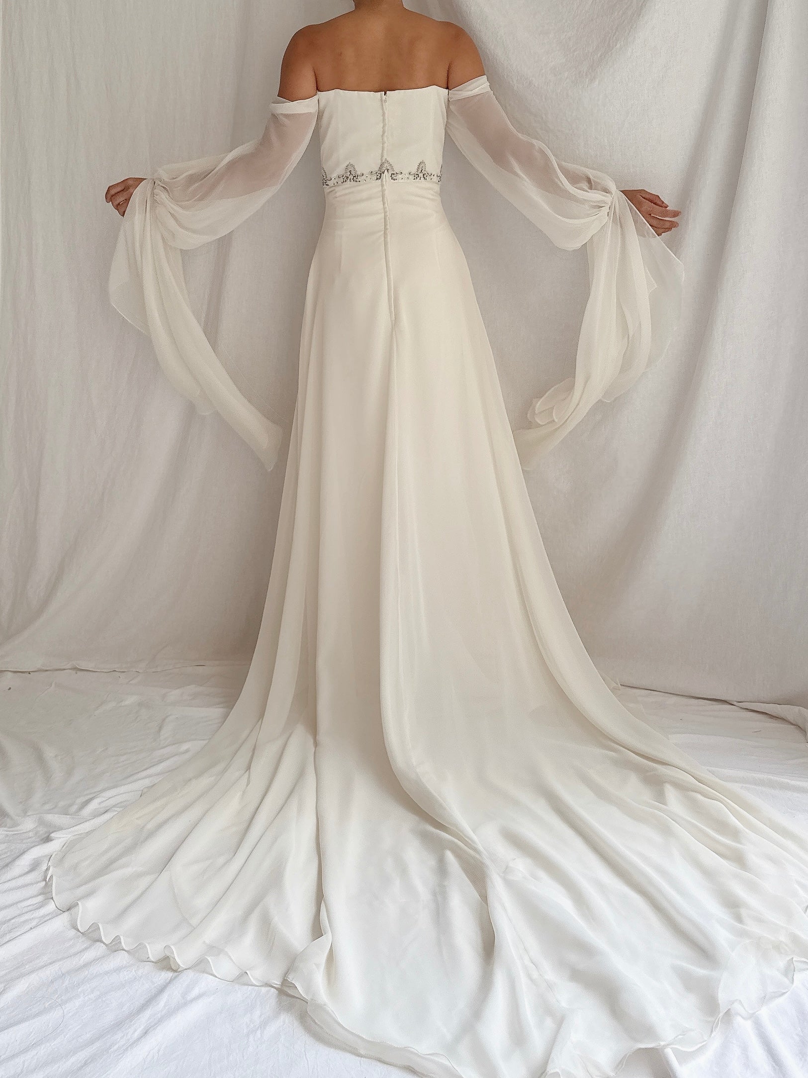 Vintage Jim Hjelm Chiffon Poet Sleeve Gown - S/M 4/6