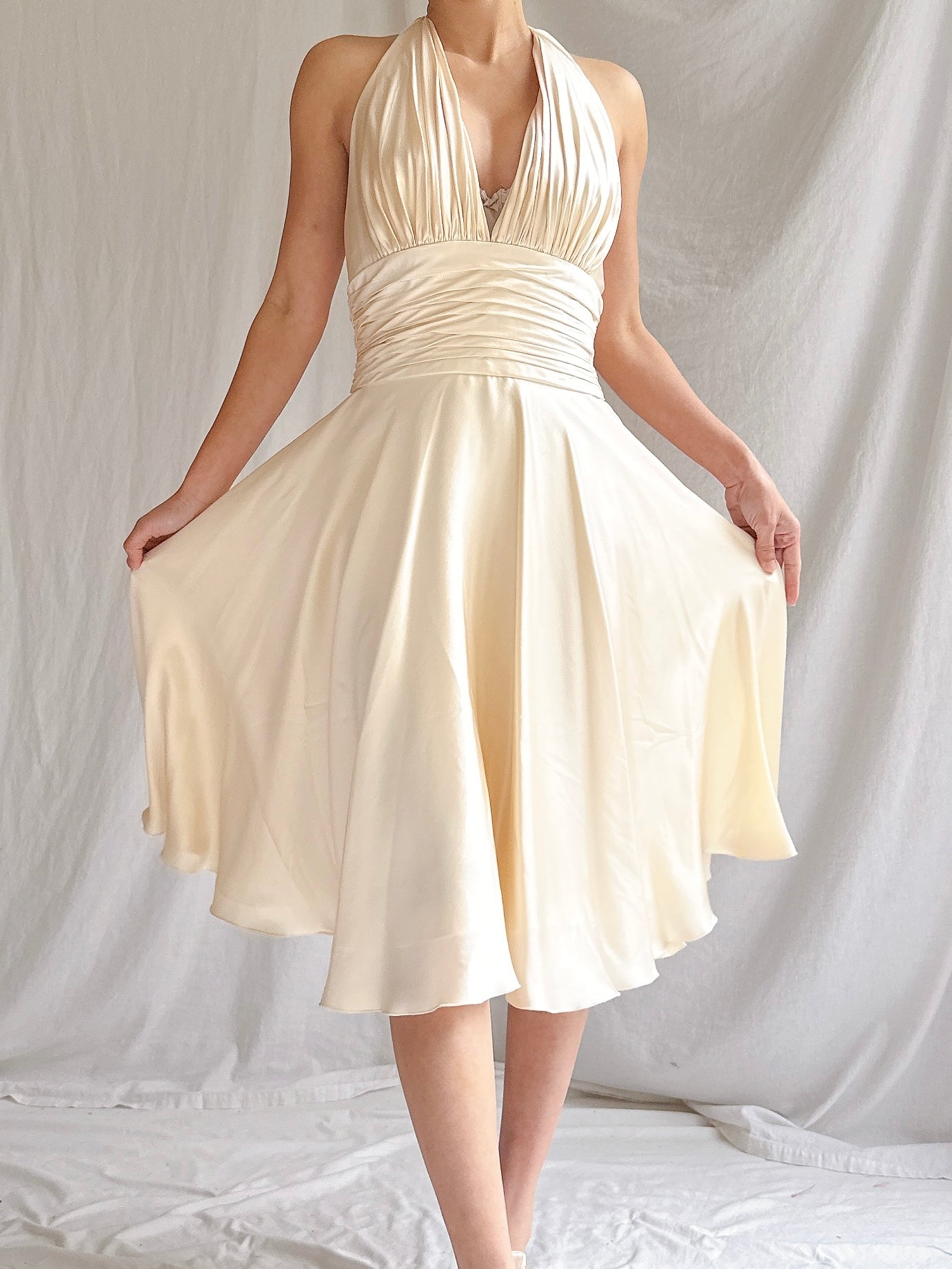 Vintage Silk Halter Dress - S