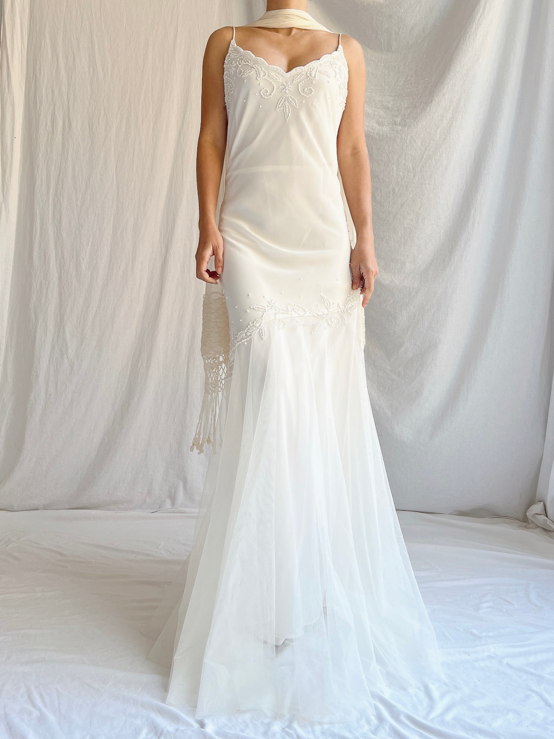 Vintage Chiffon and Tulle Gown - M