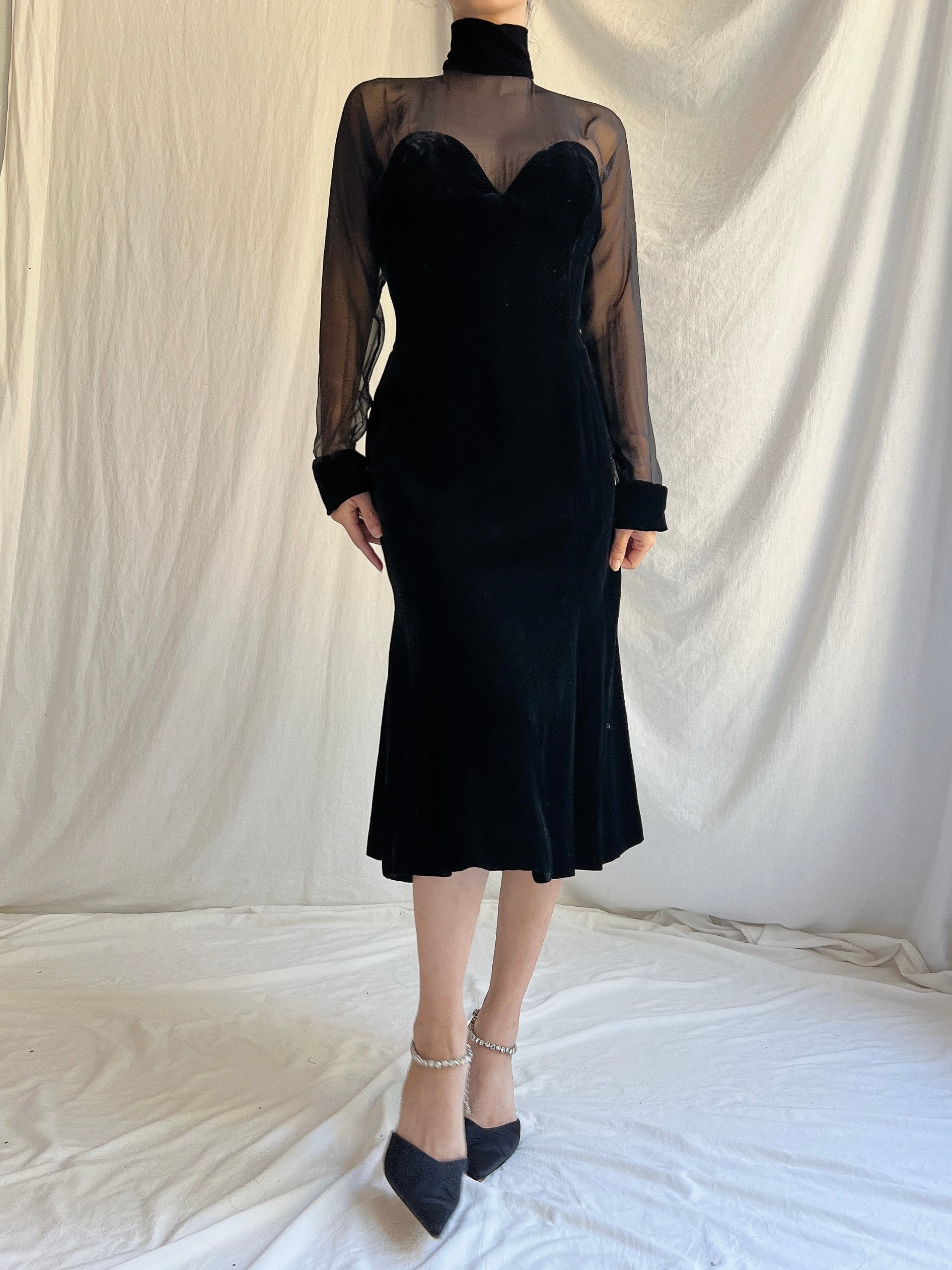 Vintage Oscar de la Renta Silk Velvet Dress - L