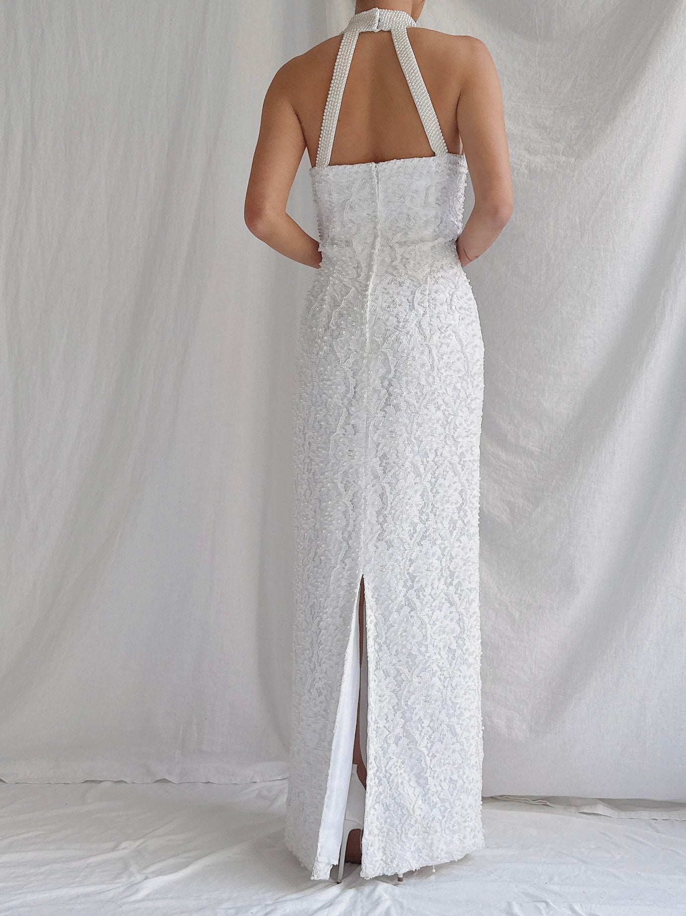 1990s Lace Beaded Gown - S/4/6