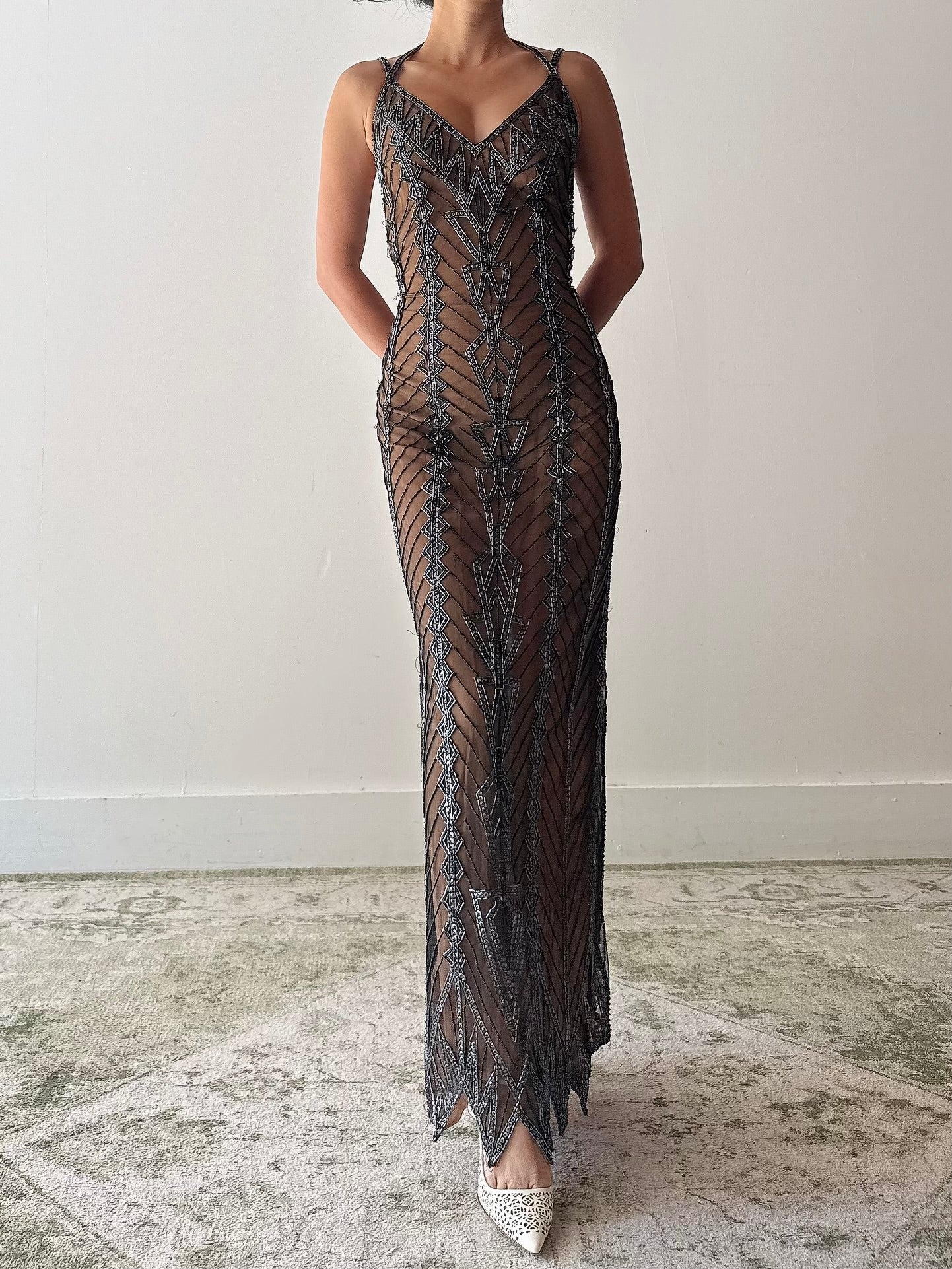Vintage Beaded Dress - S