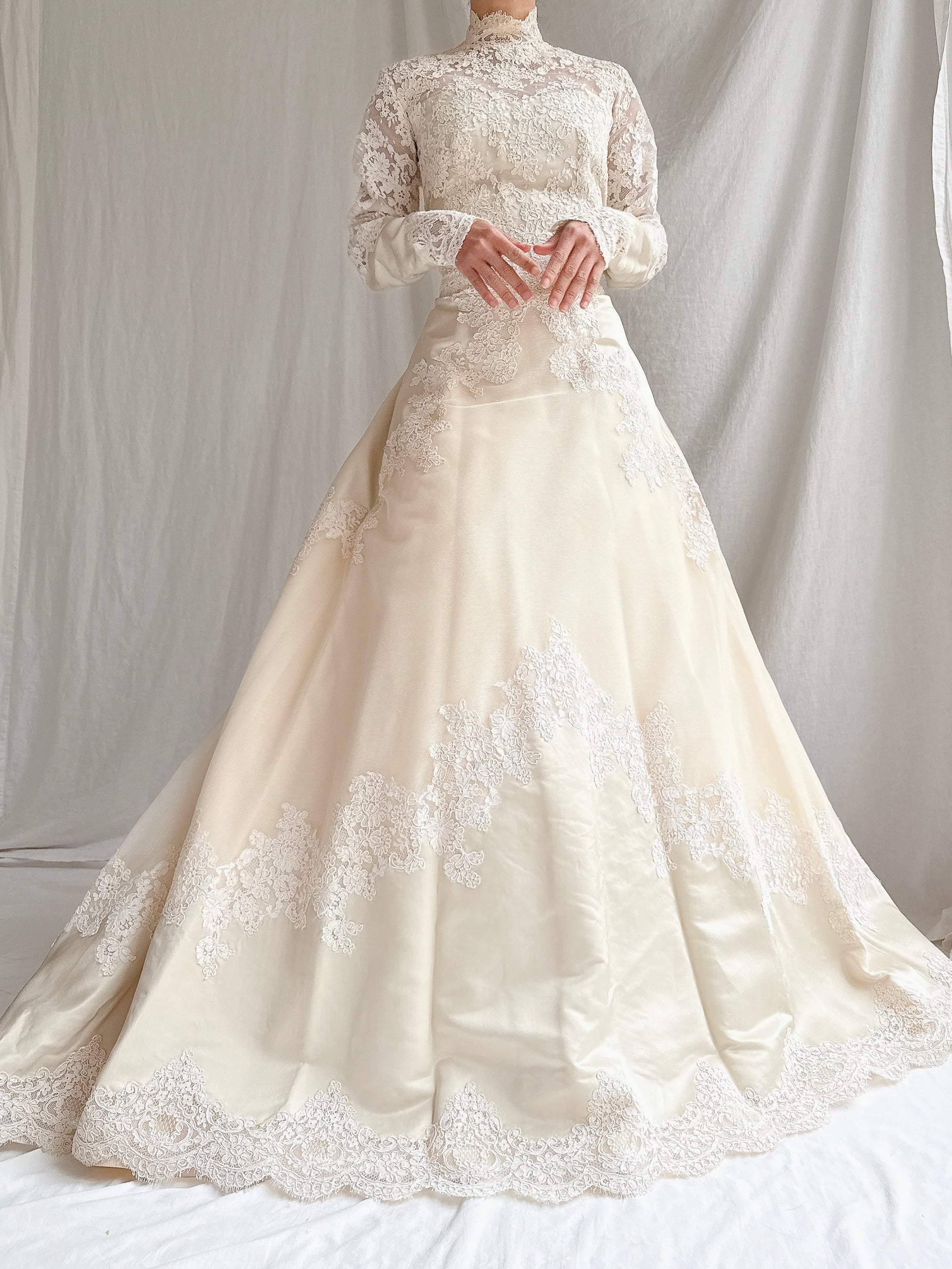 1960S Silk and Tulle Lace Gown - S