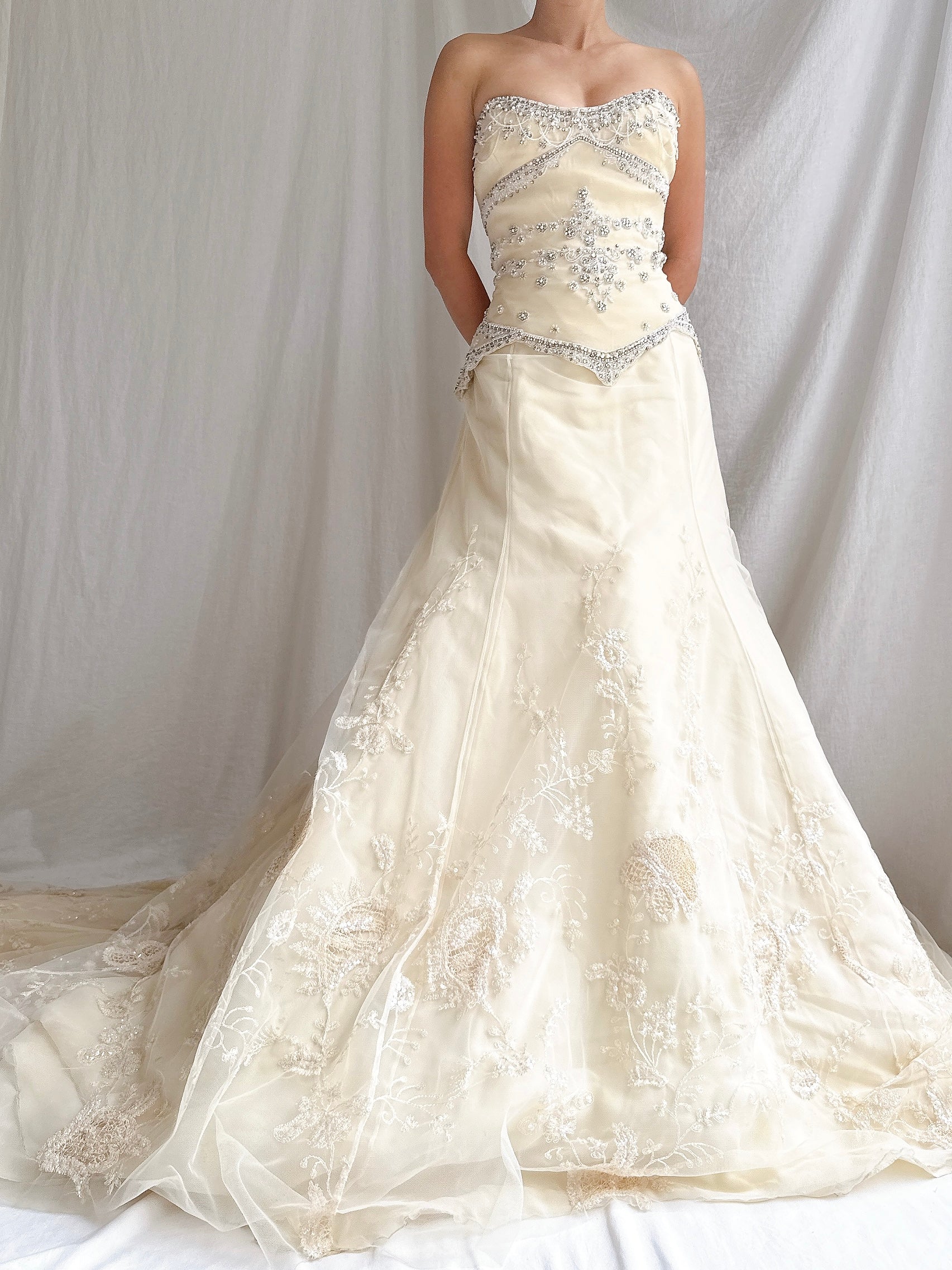 Vintage Badgley Mishka Couture Silk Embroidered Gown - M/6