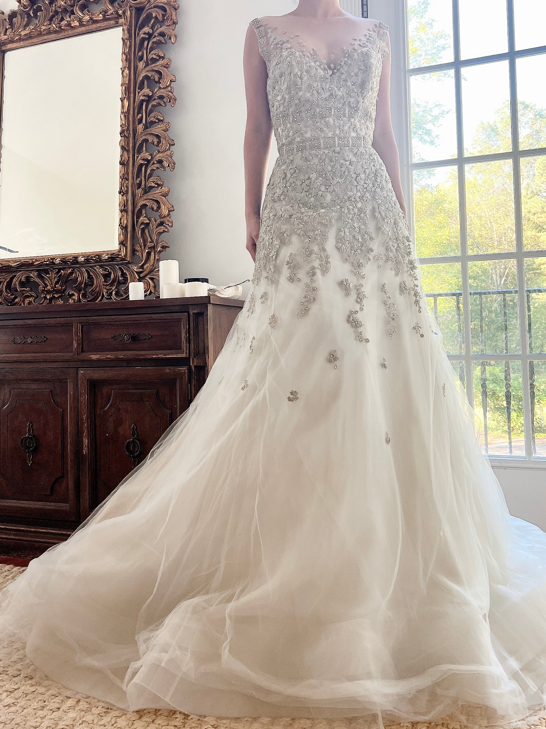 Liancarlo Couture Illusion Neckline Silk and Lace Gown - S/6 | G O S S A M E R Liancarlo Couture Illusion Neckline Silk and Lace Gown - S/6 | G O S S A M E R