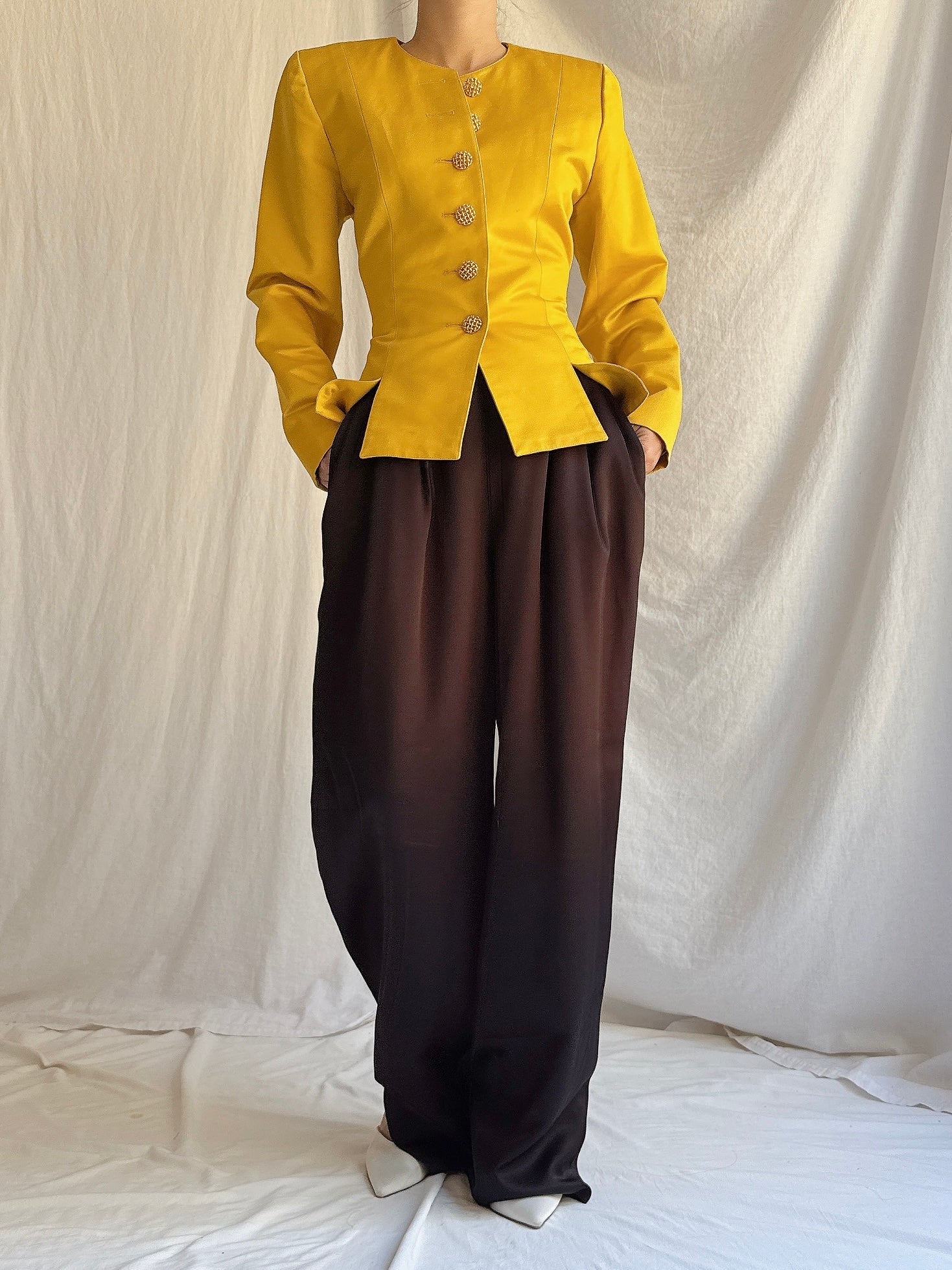 Vintage YSL Marigold Silk Blazer - S/M