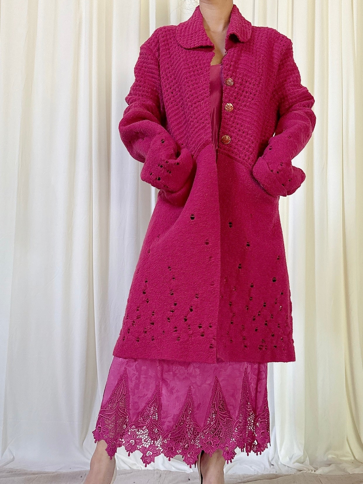 Vintage Fuchsia Wool Coat - M
