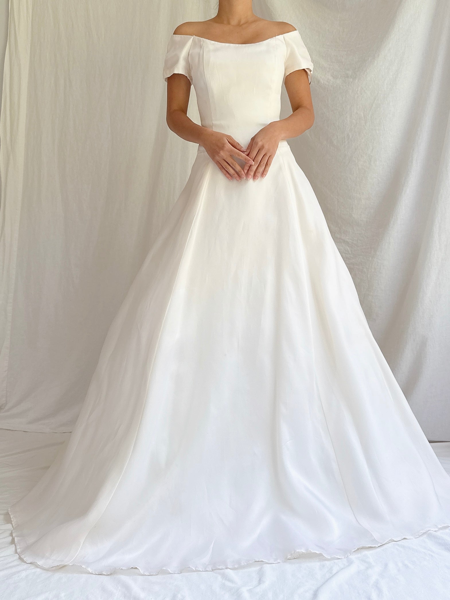 Vintage Silk Organza Boatneck Gown - S/6