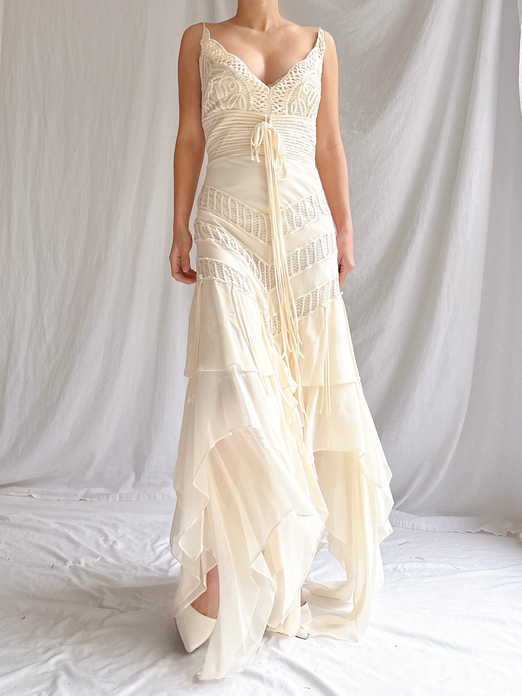 Vintage Silk Woven Handkerchief Gown - M/L