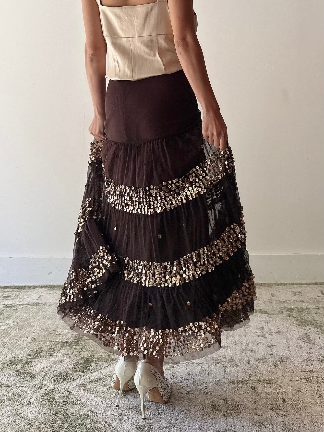 Vintage Sequin Tulle Skirt