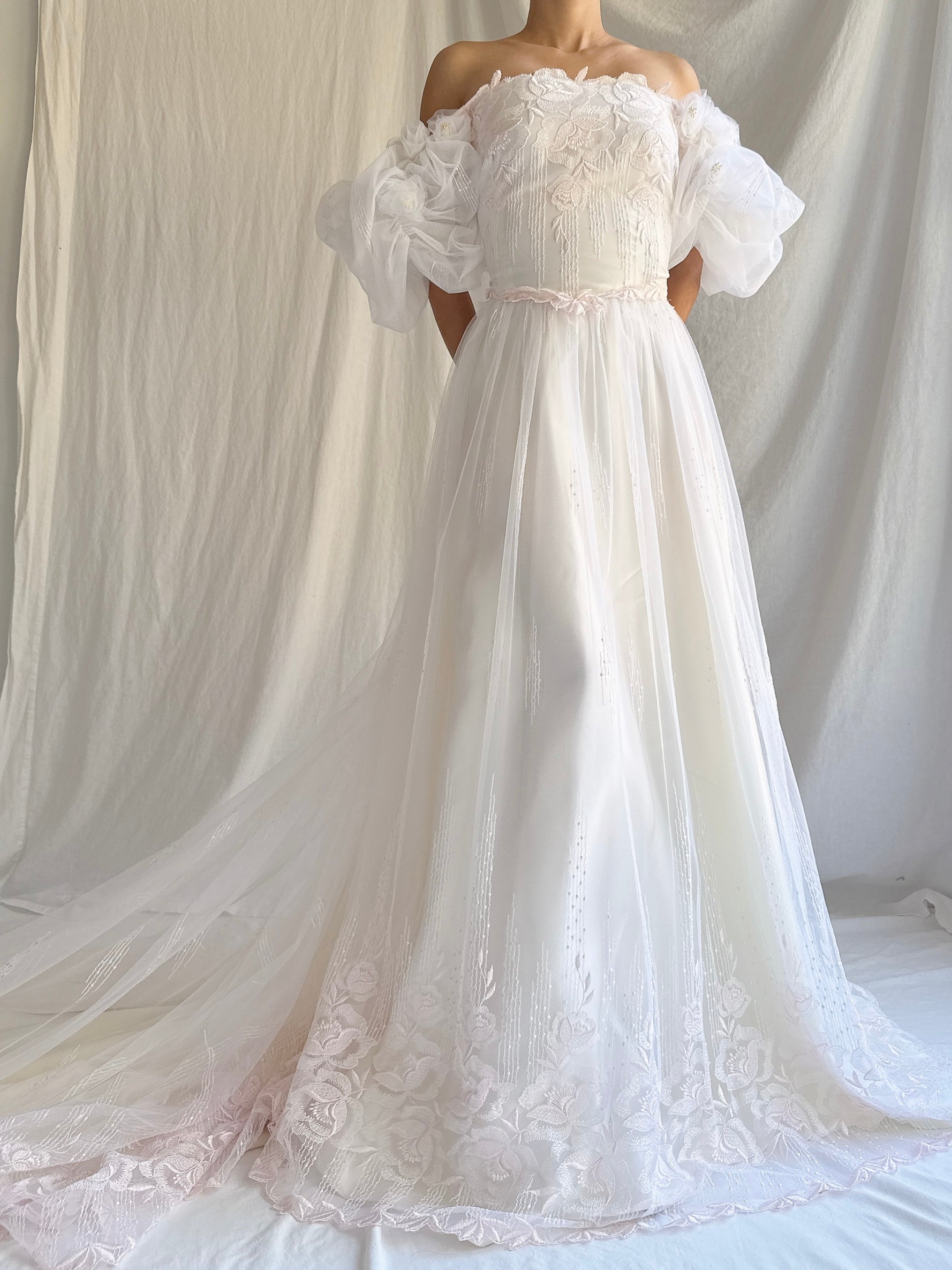 Vintage Tulle Off-the-Shoulder Dress - S