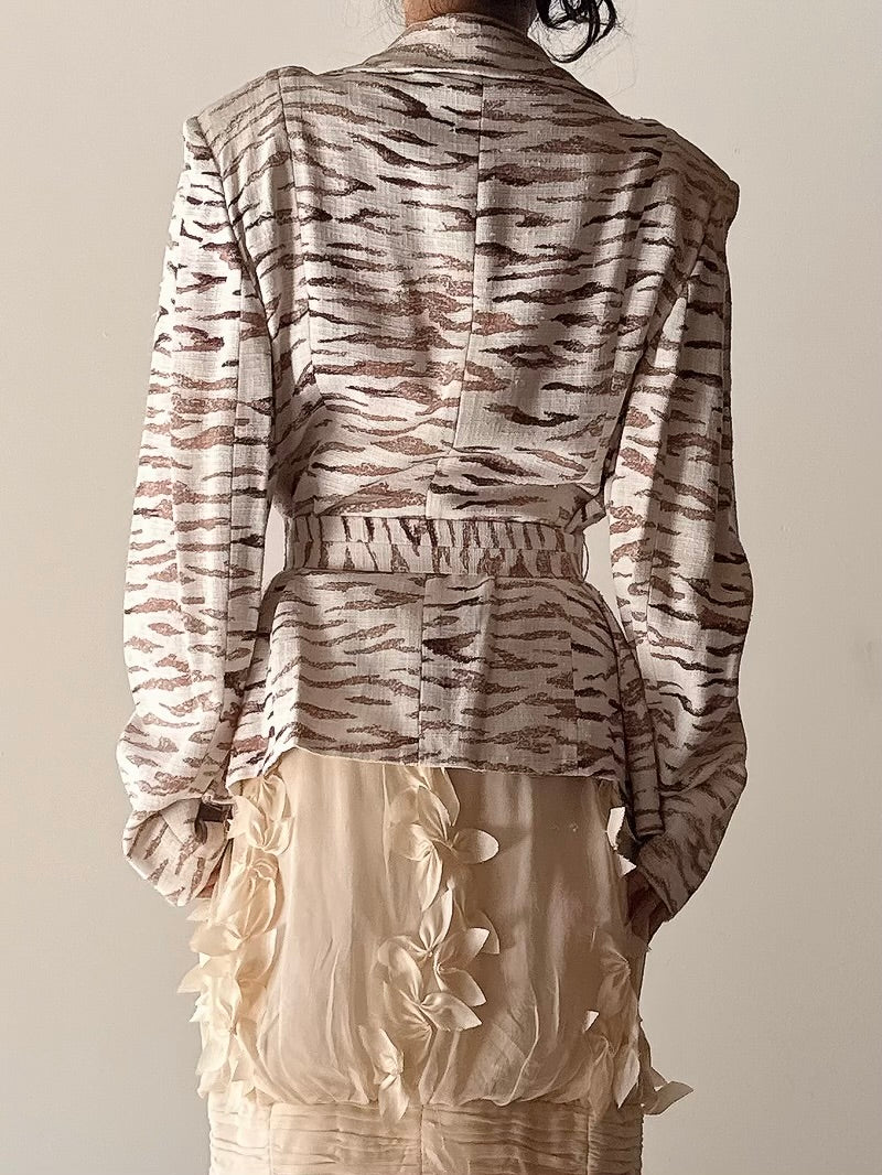 Vintage Solvai Linen Animal Print Jacket - FR44
