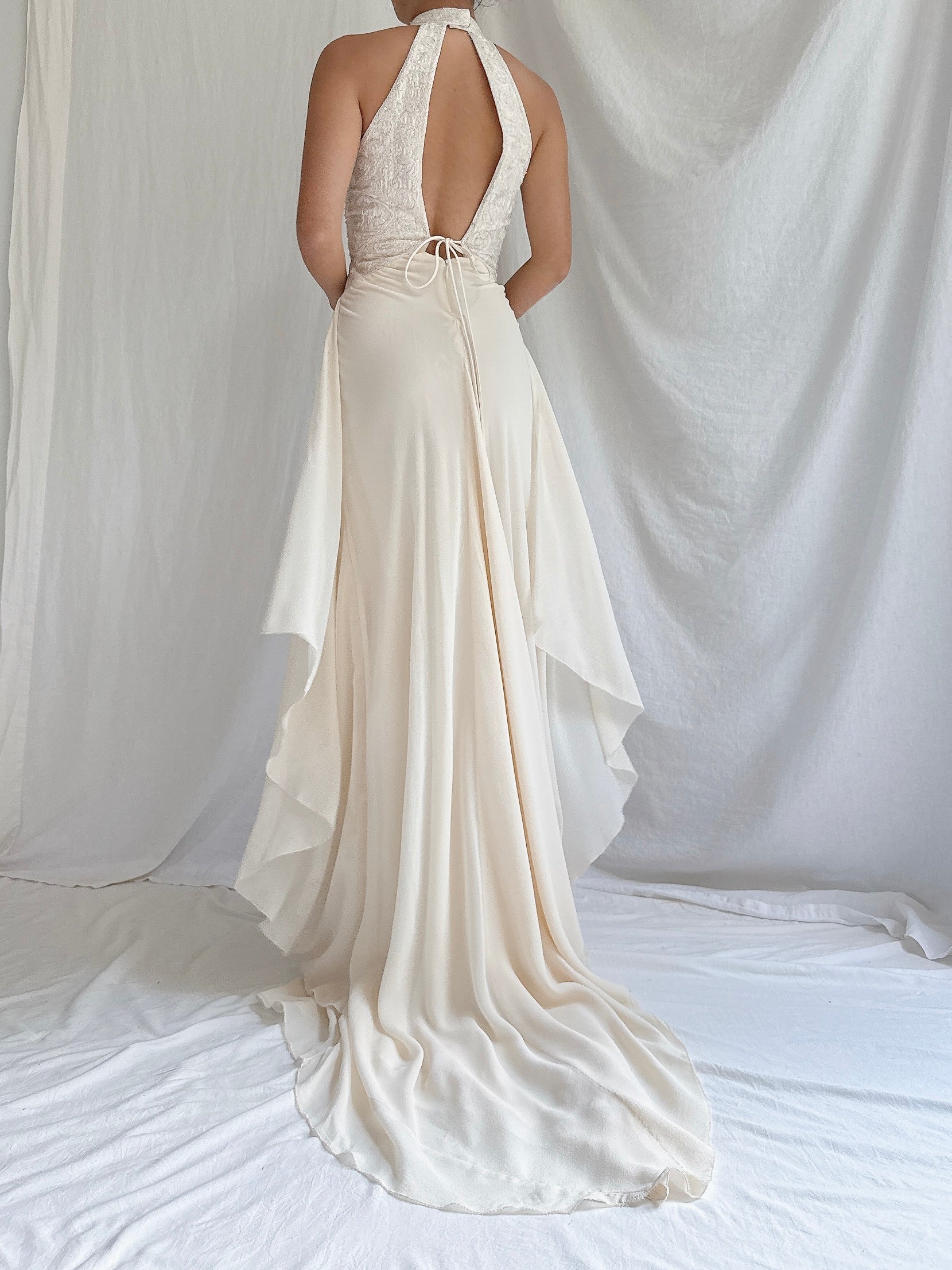 00 Silk Halter Embellished Gown - XS/2/4