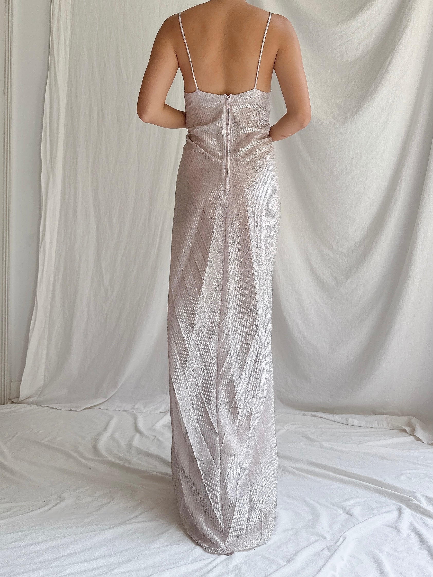 1980s Lurex Pleated Dress - S