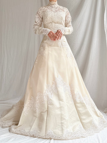 1960S Silk and Tulle Lace Gown - S