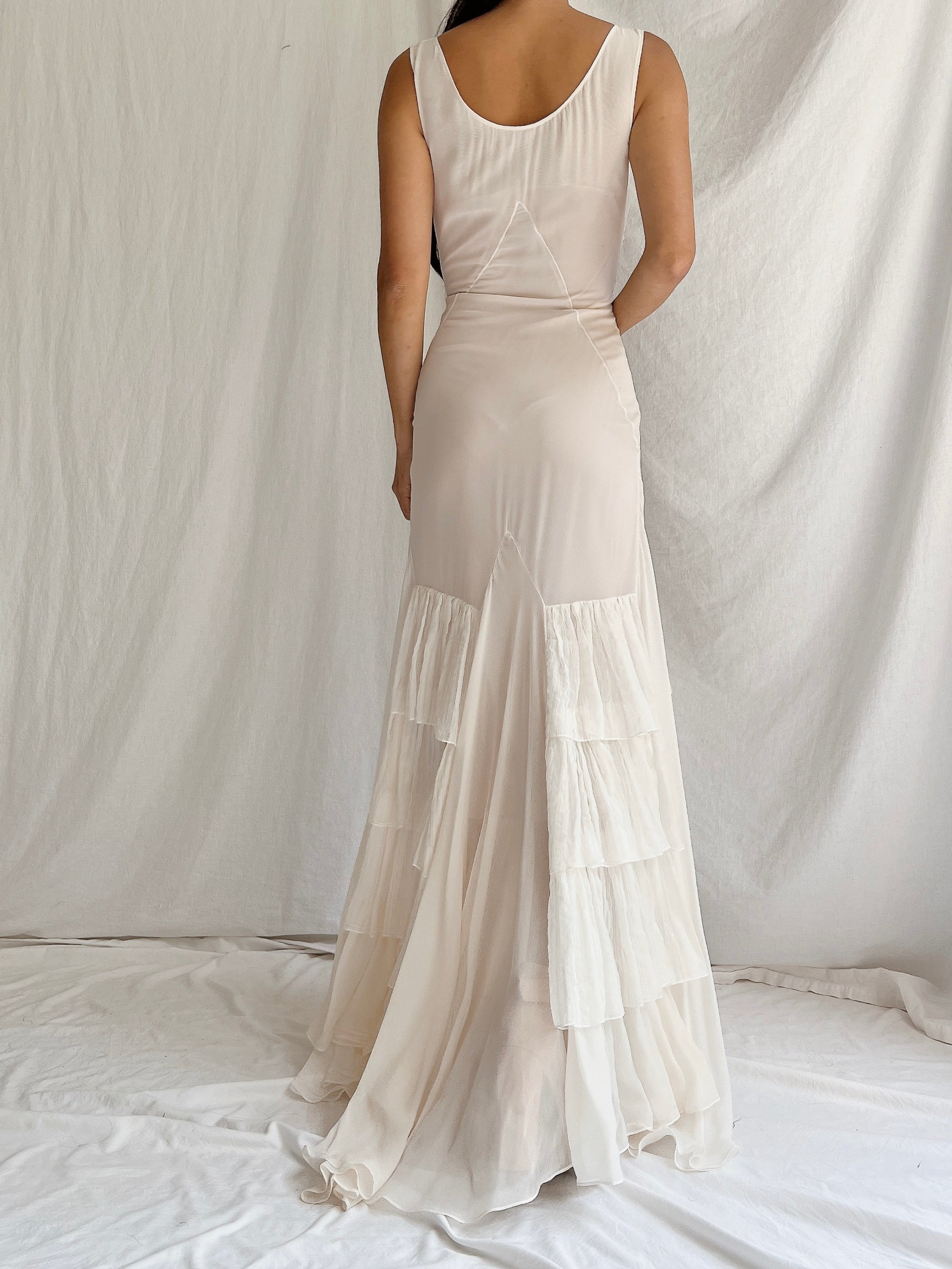 Y2K Silk Tiered Gown - S