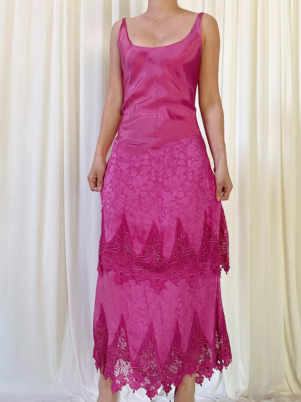 Vintage Fuchsia Slip Dress -S/M