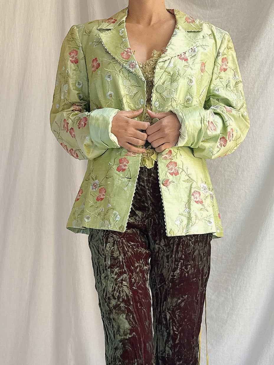 Vintage Silk Embroidered Jacket - M