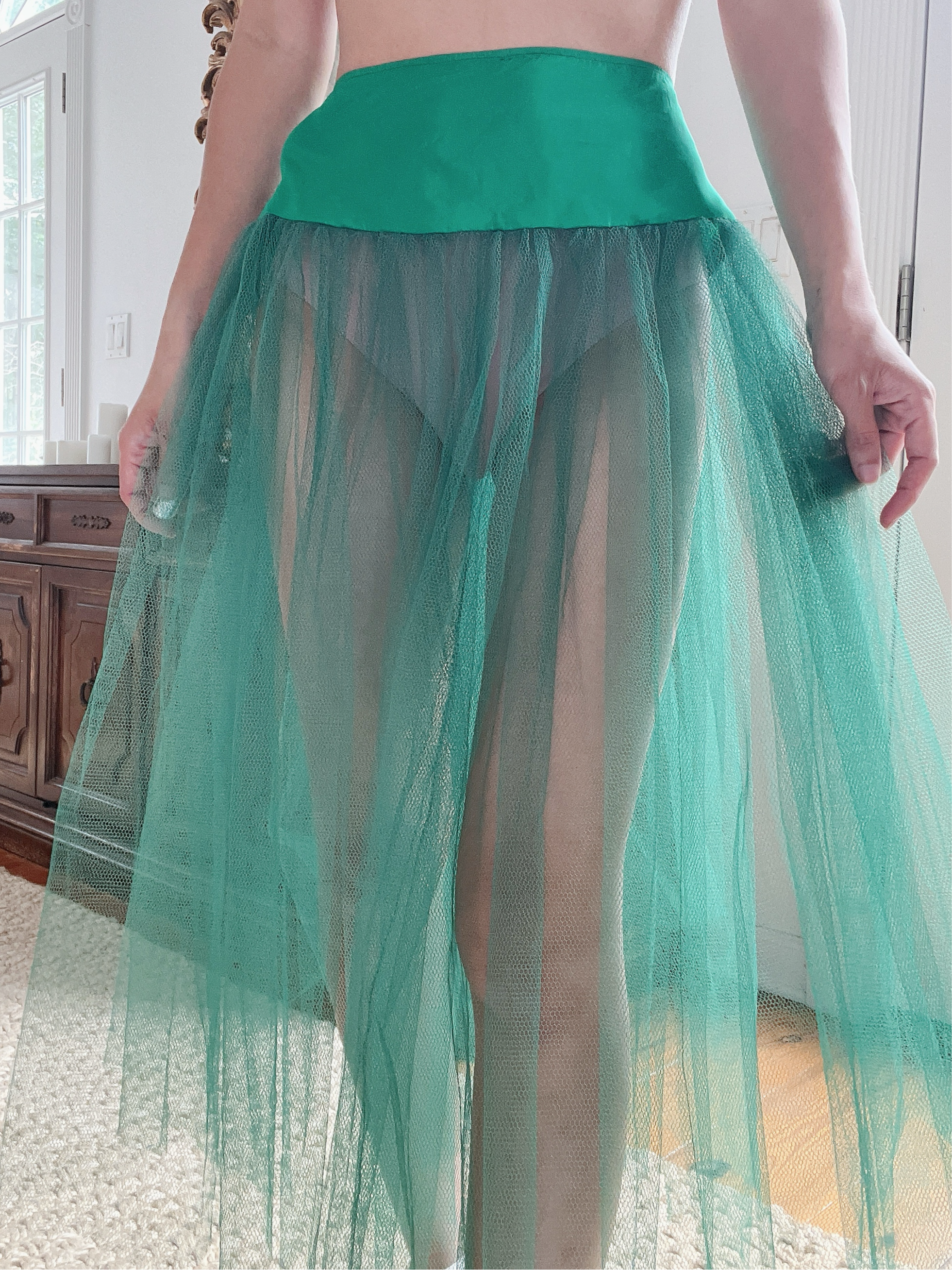 Green Tulle Skirt -26 Waist