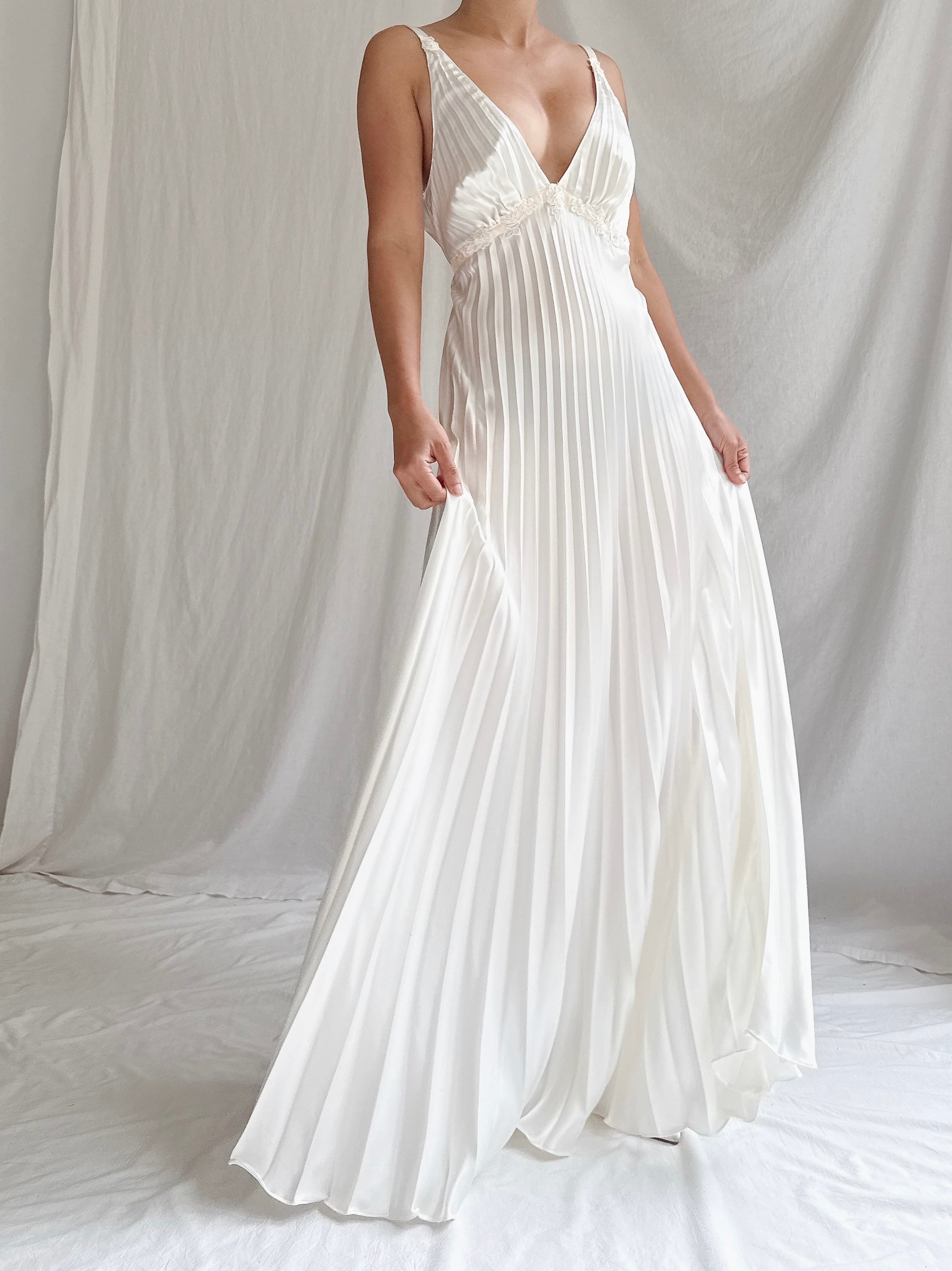 Vintage Pleated Slip Dress - S-M