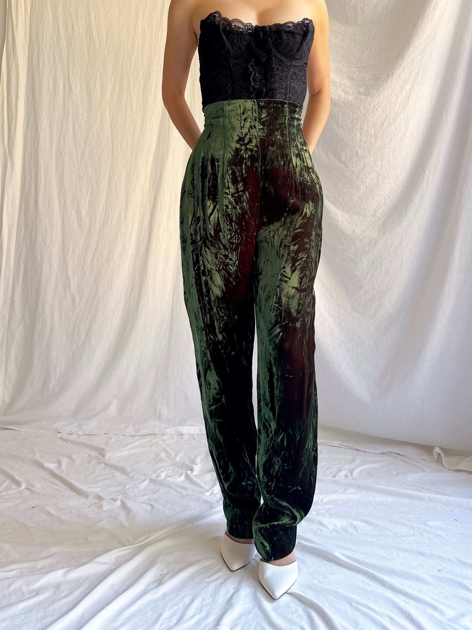 Vintage IDOL UK Crushed Velvet Trousers - S