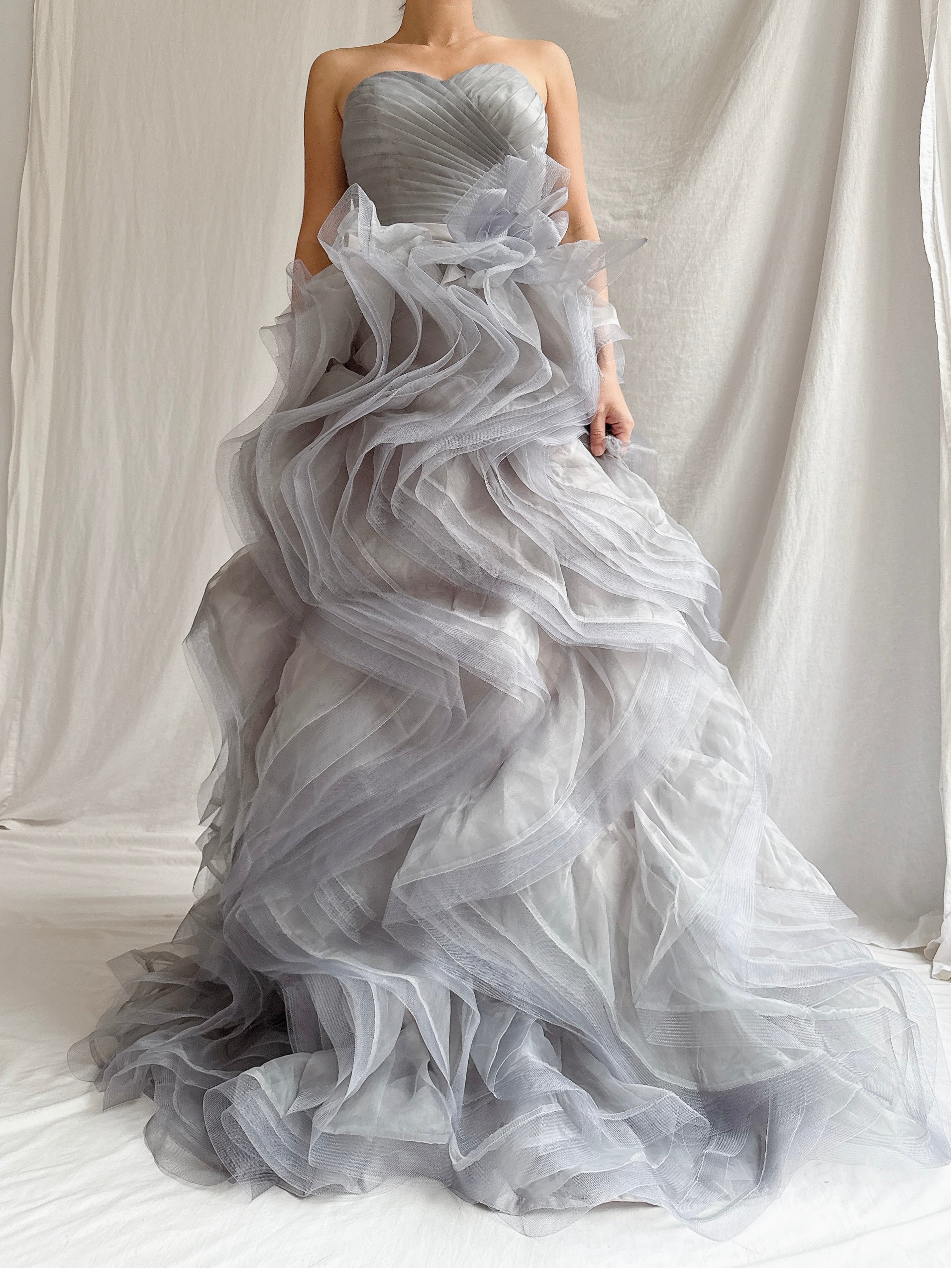 Sweetheart Ruffle Gray Cloud Dress - XS-S