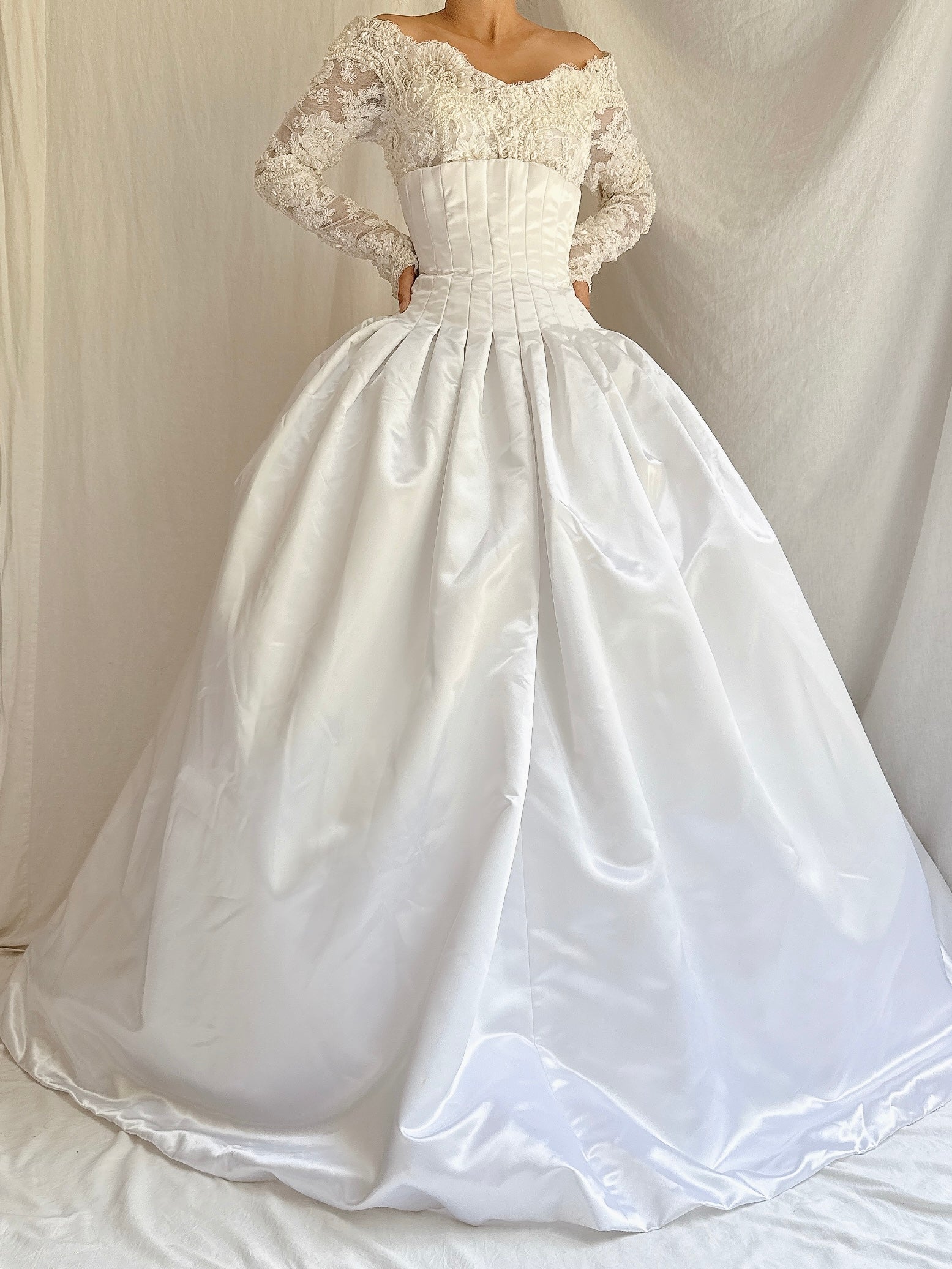 Vintage Daniel Degli Onofri Satin & Lace Gown - L/10