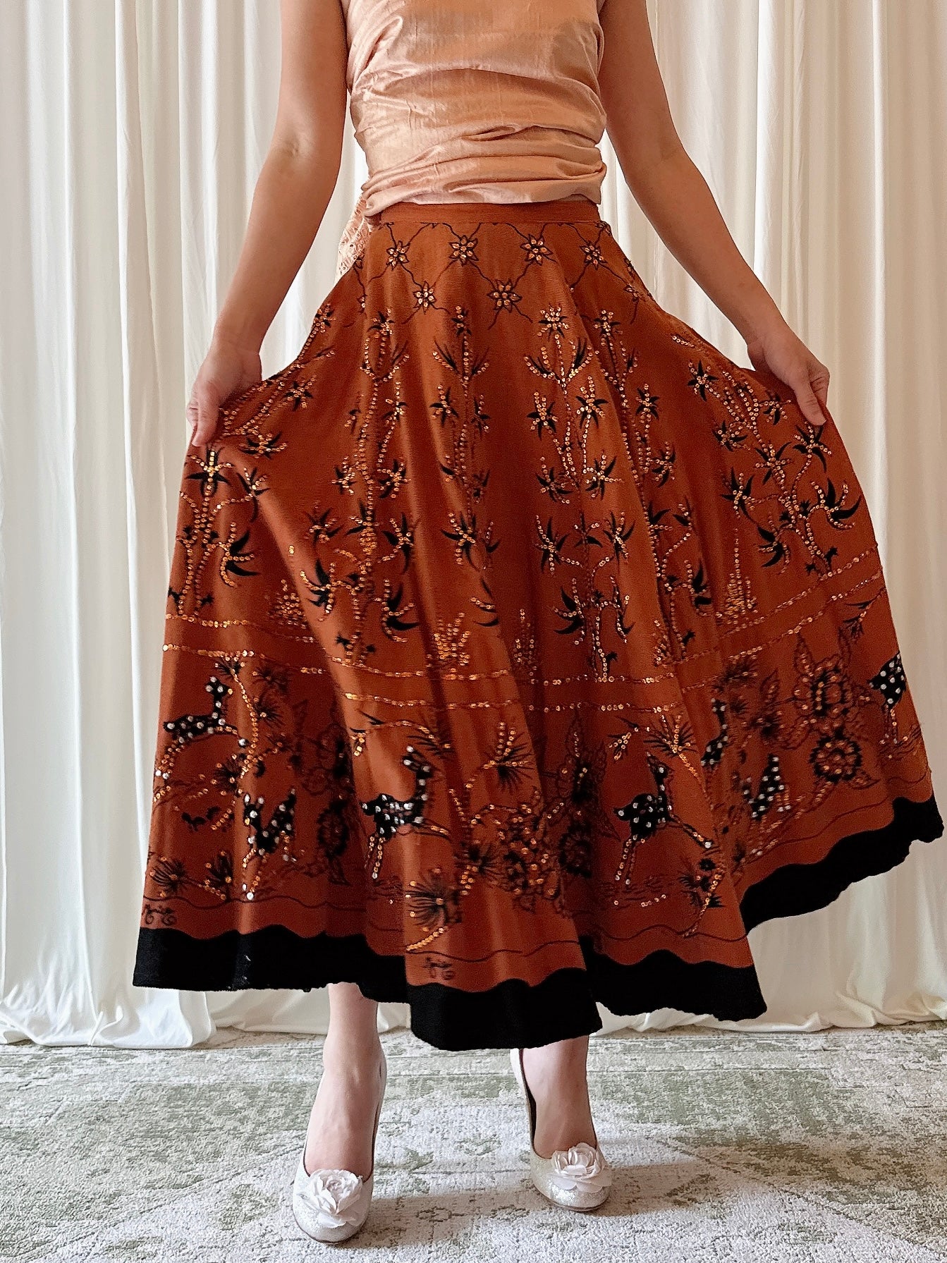 Vintage Monica Paris Copper Skirt - M