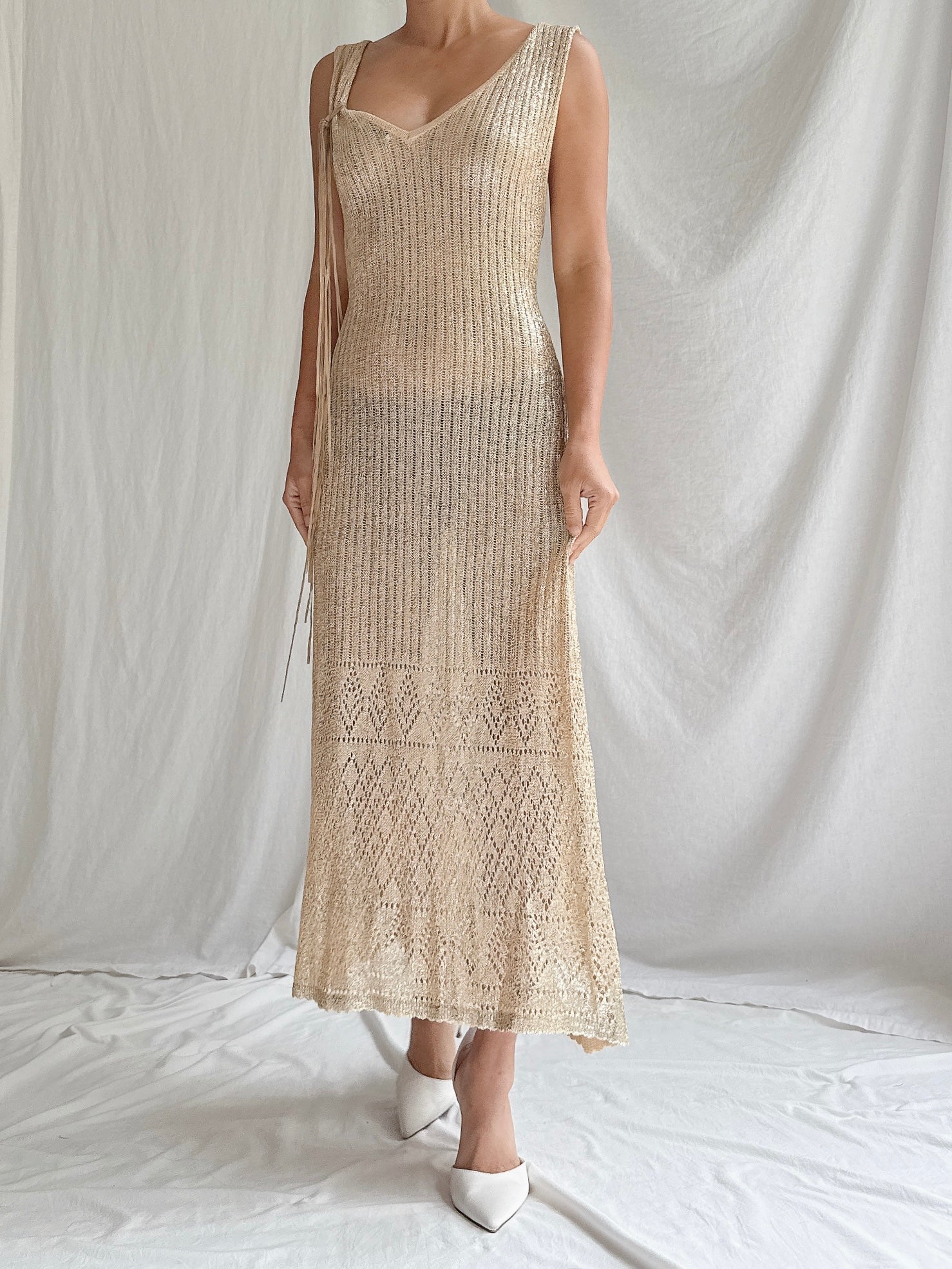 Vintage Italian Metallic Knit Dress - M