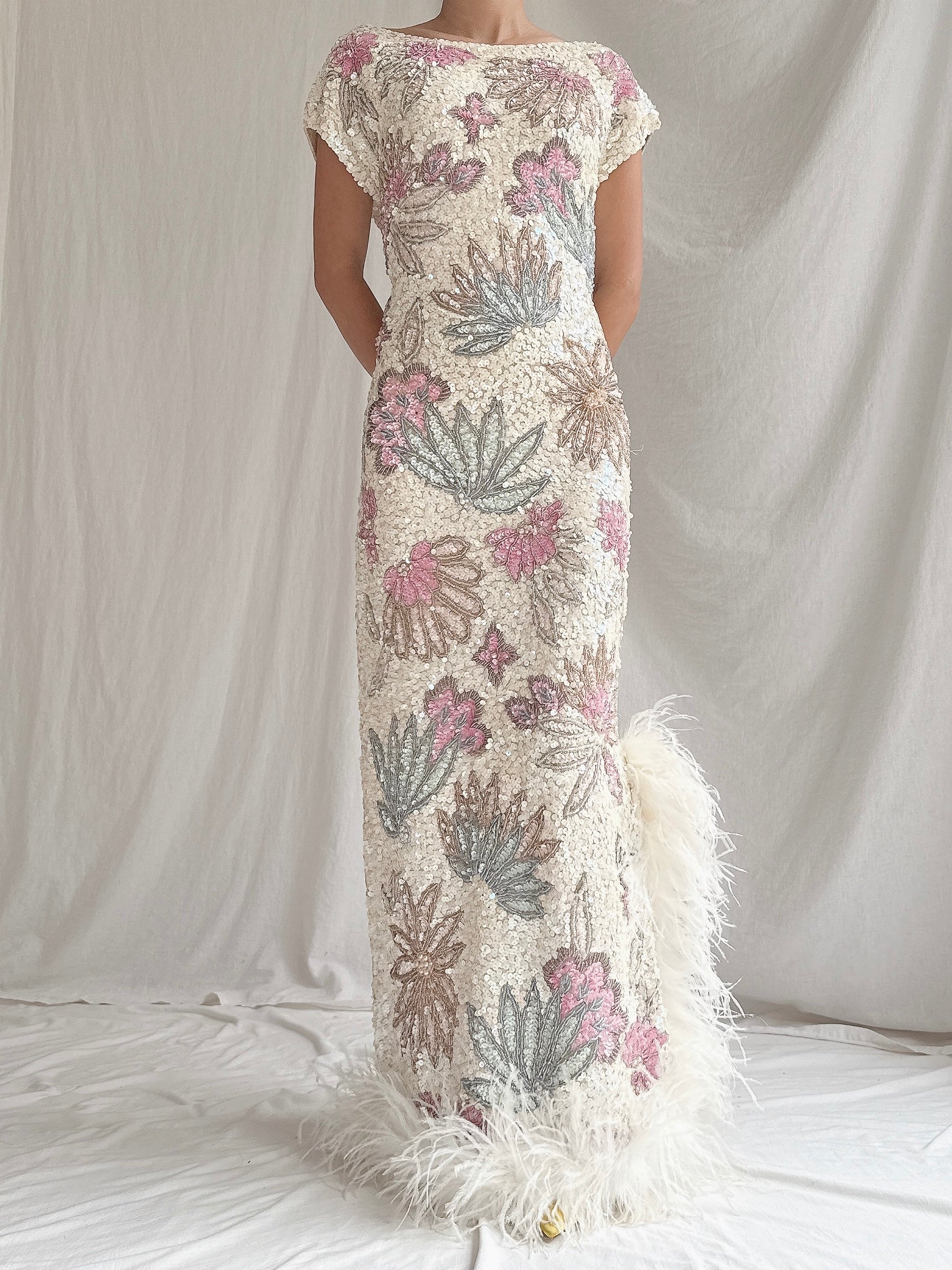 1960s Wool Beaded Gown - M